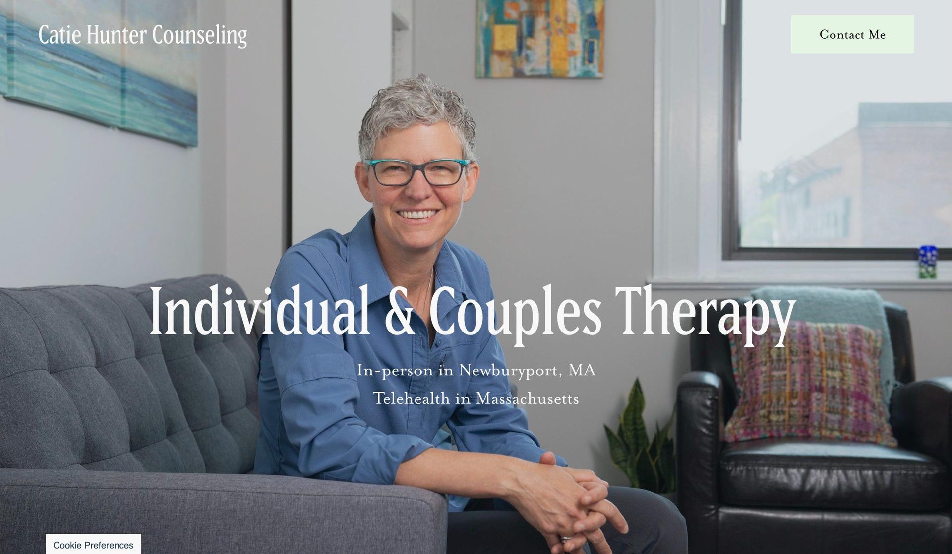 Catie Hunter Counseling-squarespace therapist website examples