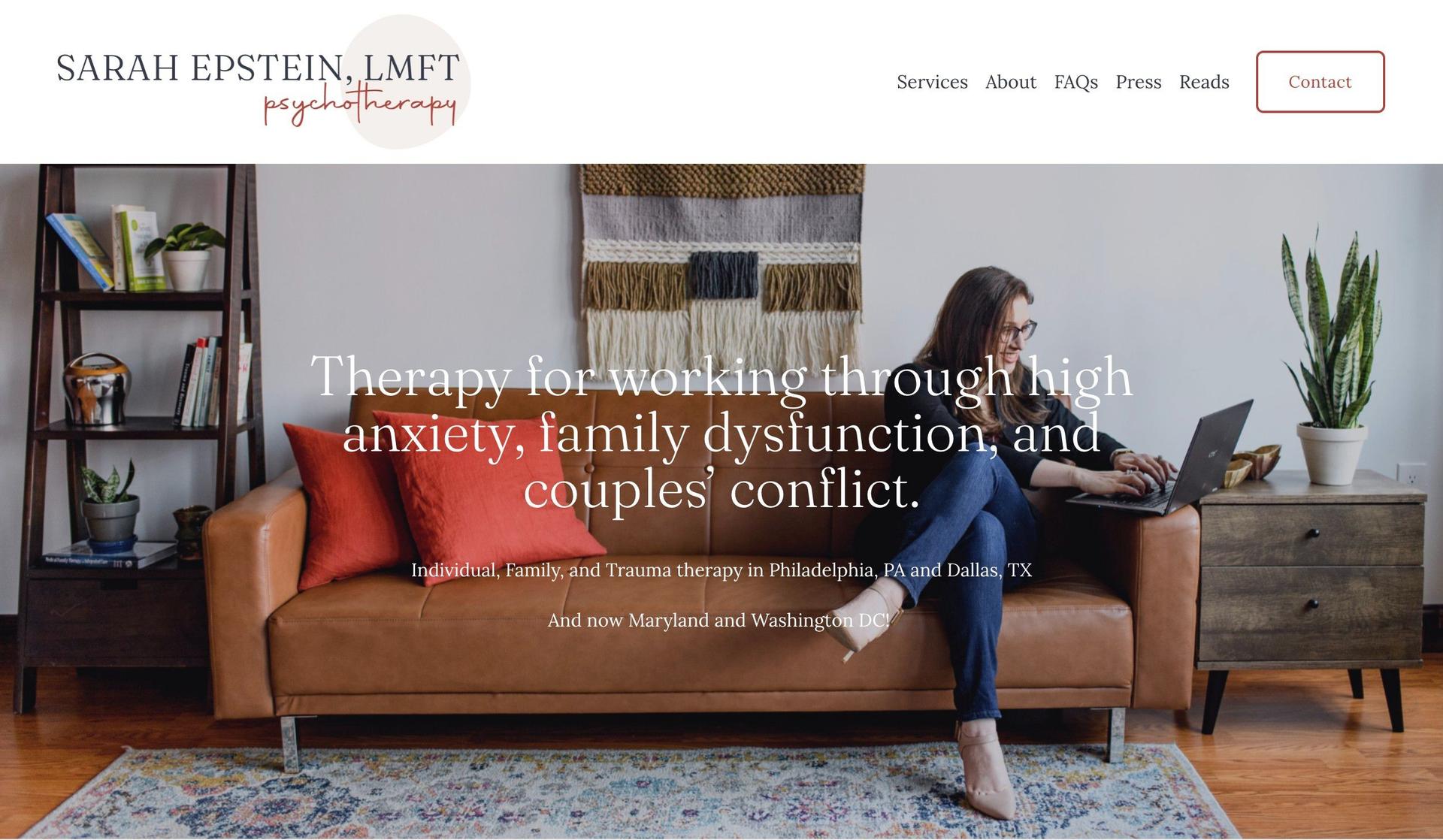 Sarah Epstein-squarespace therapist website examples
