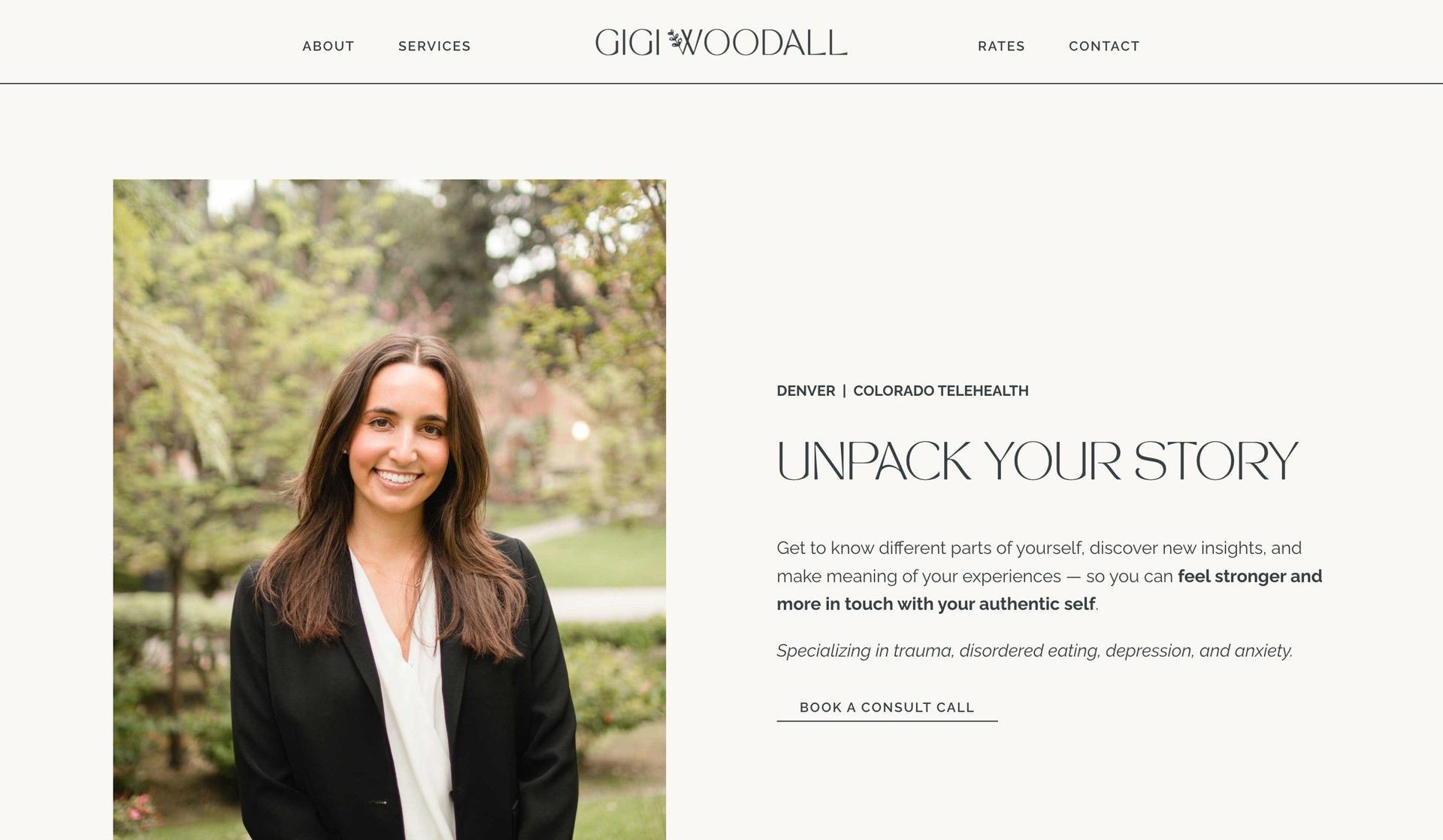 Gigi Woodall MFT-squarespace therapist website examples