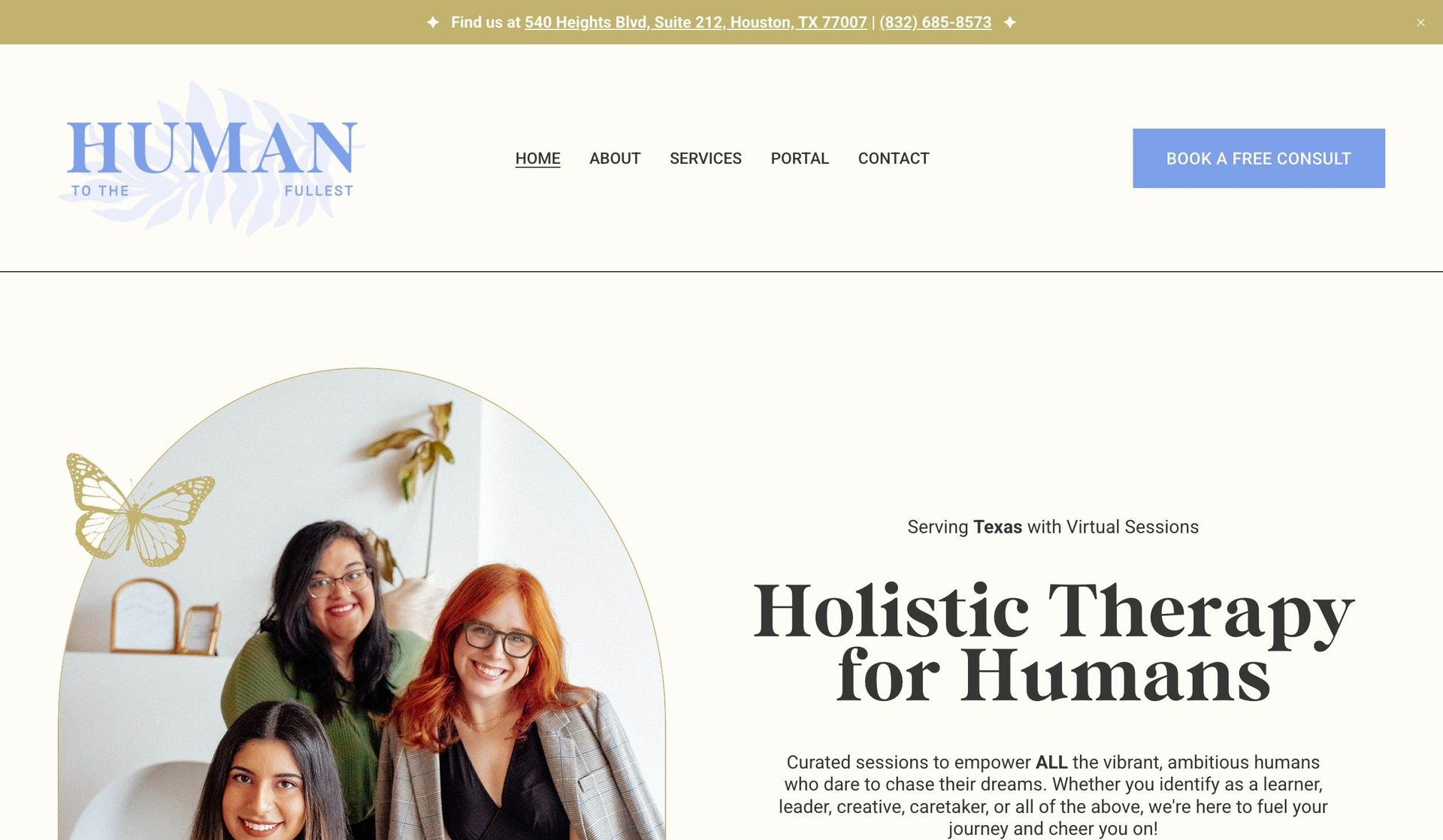 Human to the Fullest-squarespace therapist website examples