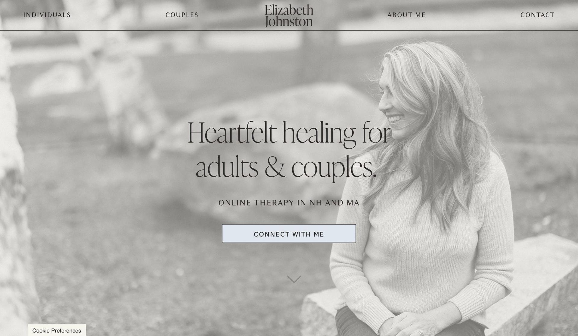 Elizabeth Johnston Therapy-squarespace therapist website examples