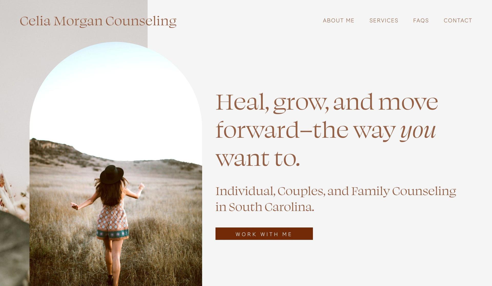 Celia Morgan Counseling-squarespace therapist website examples