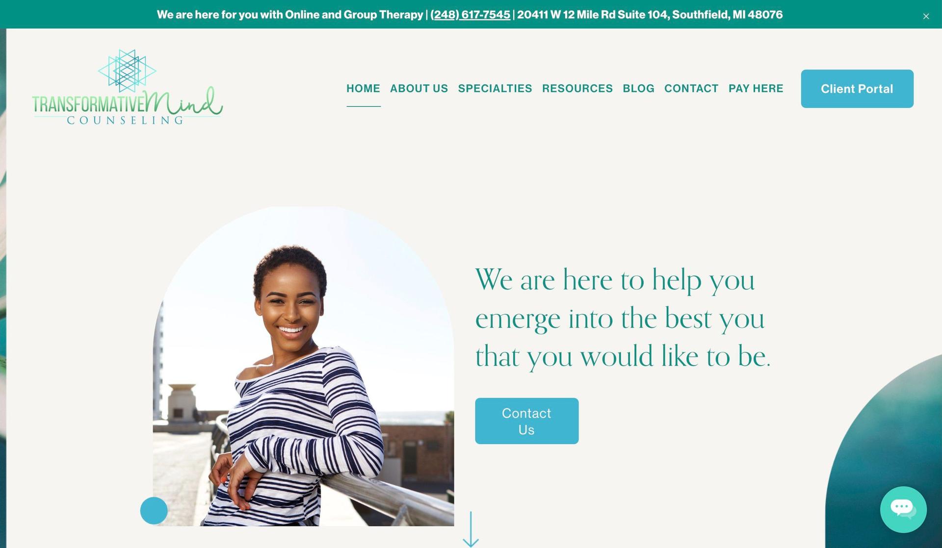 Transformative Mind Counseling-squarespace therapist website examples