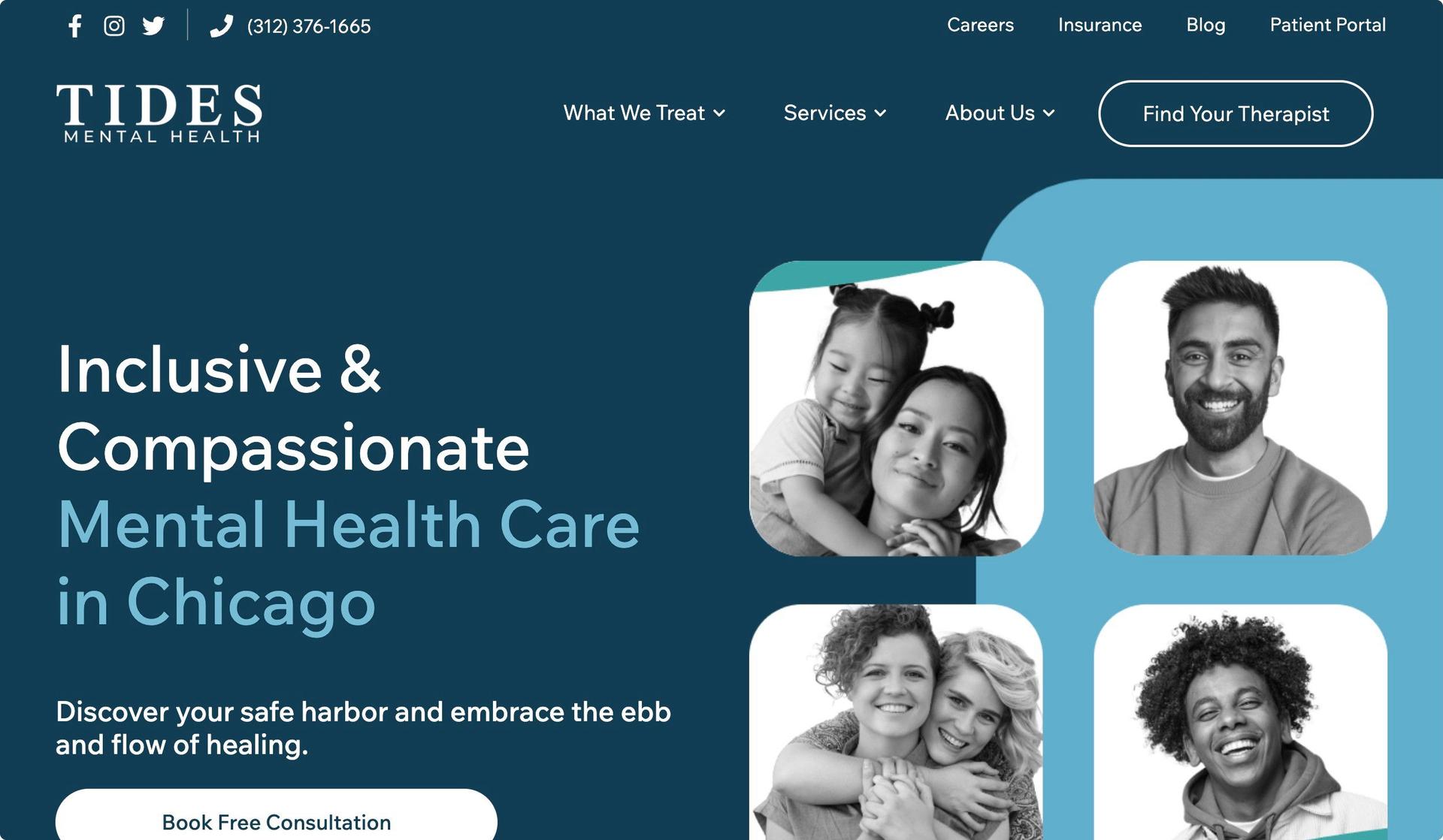 Tides Mental Health-therapist website examples