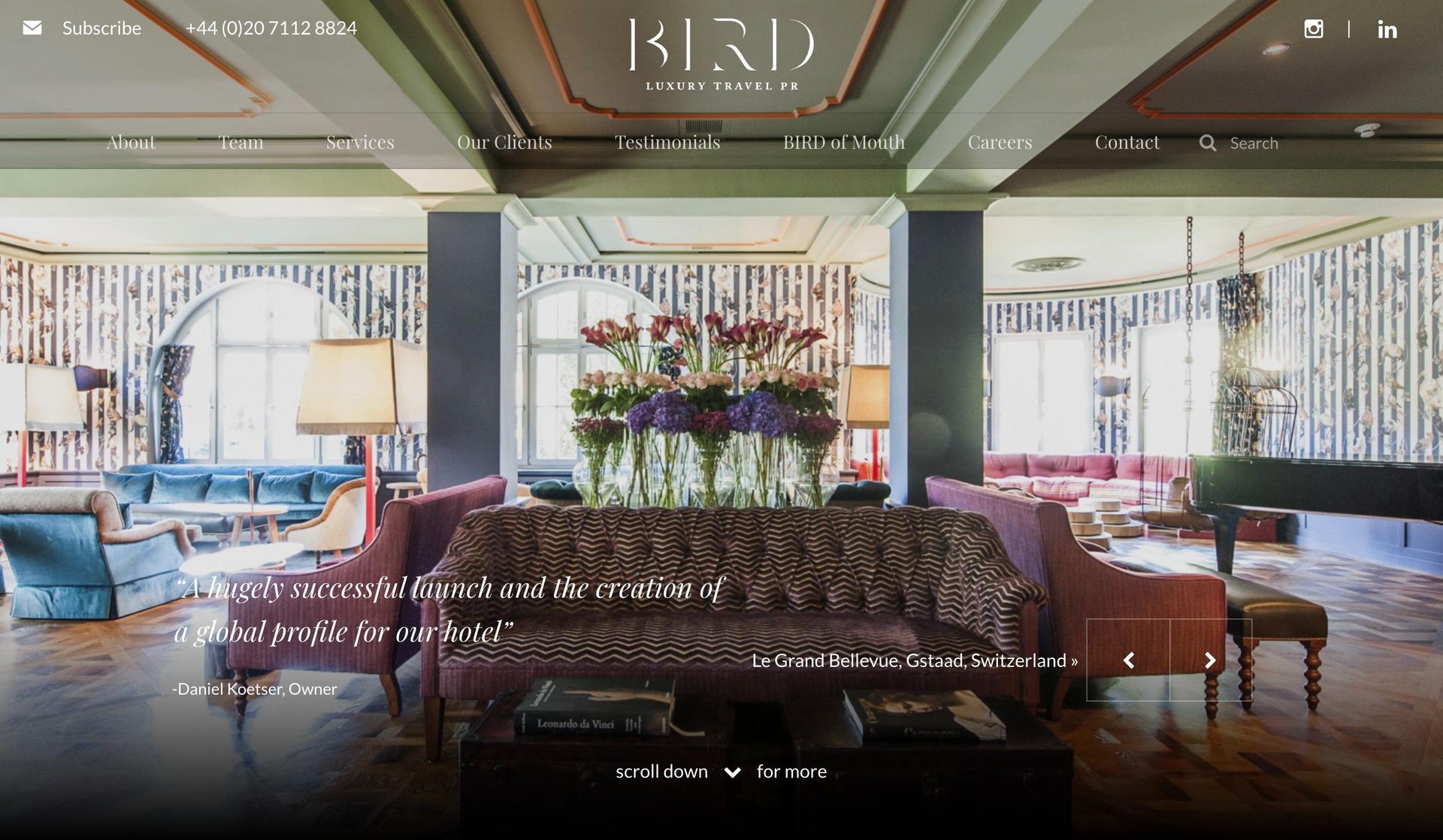 Bird Travel PR-travel agency websites