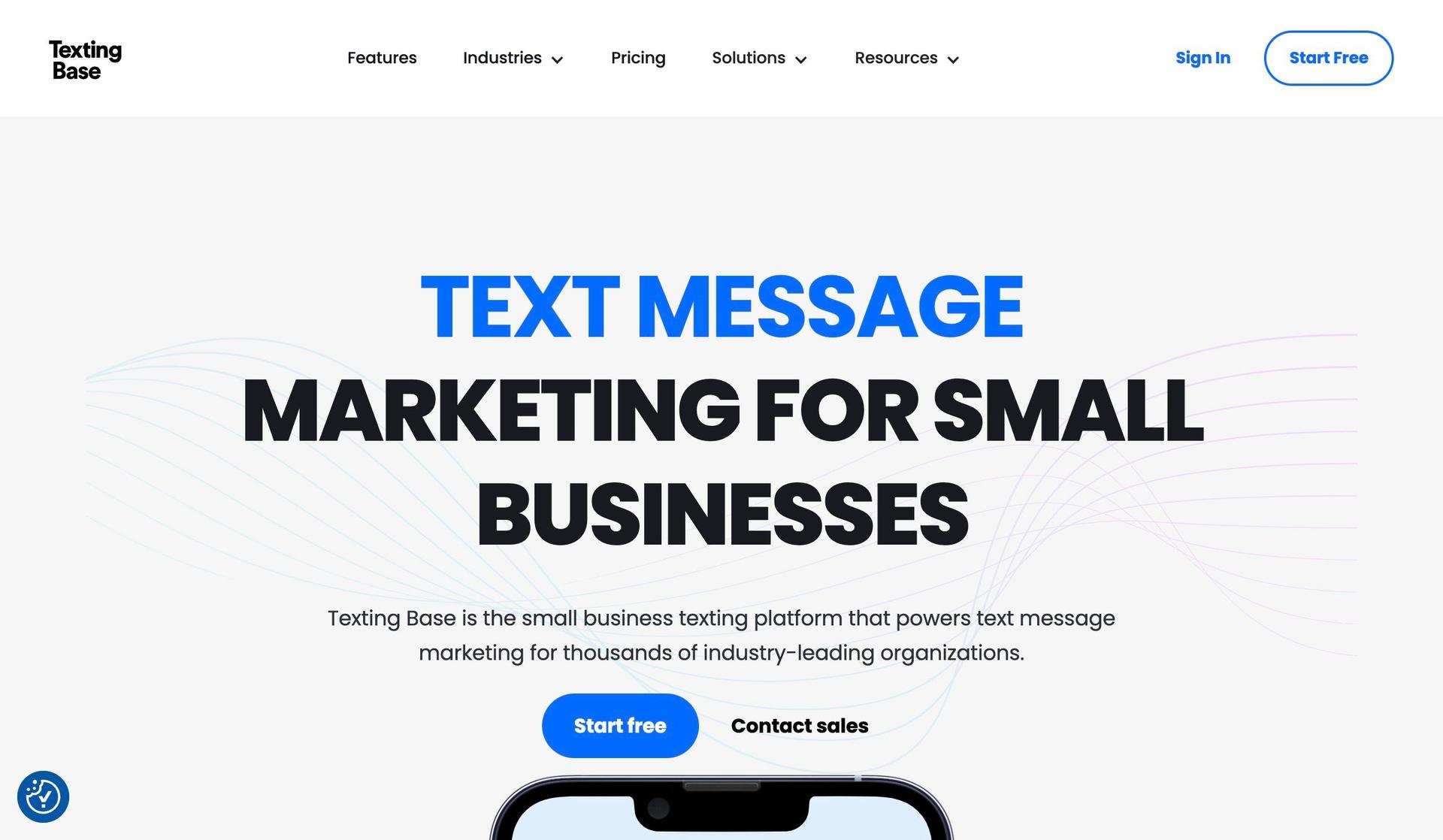 Texting Base-white websites