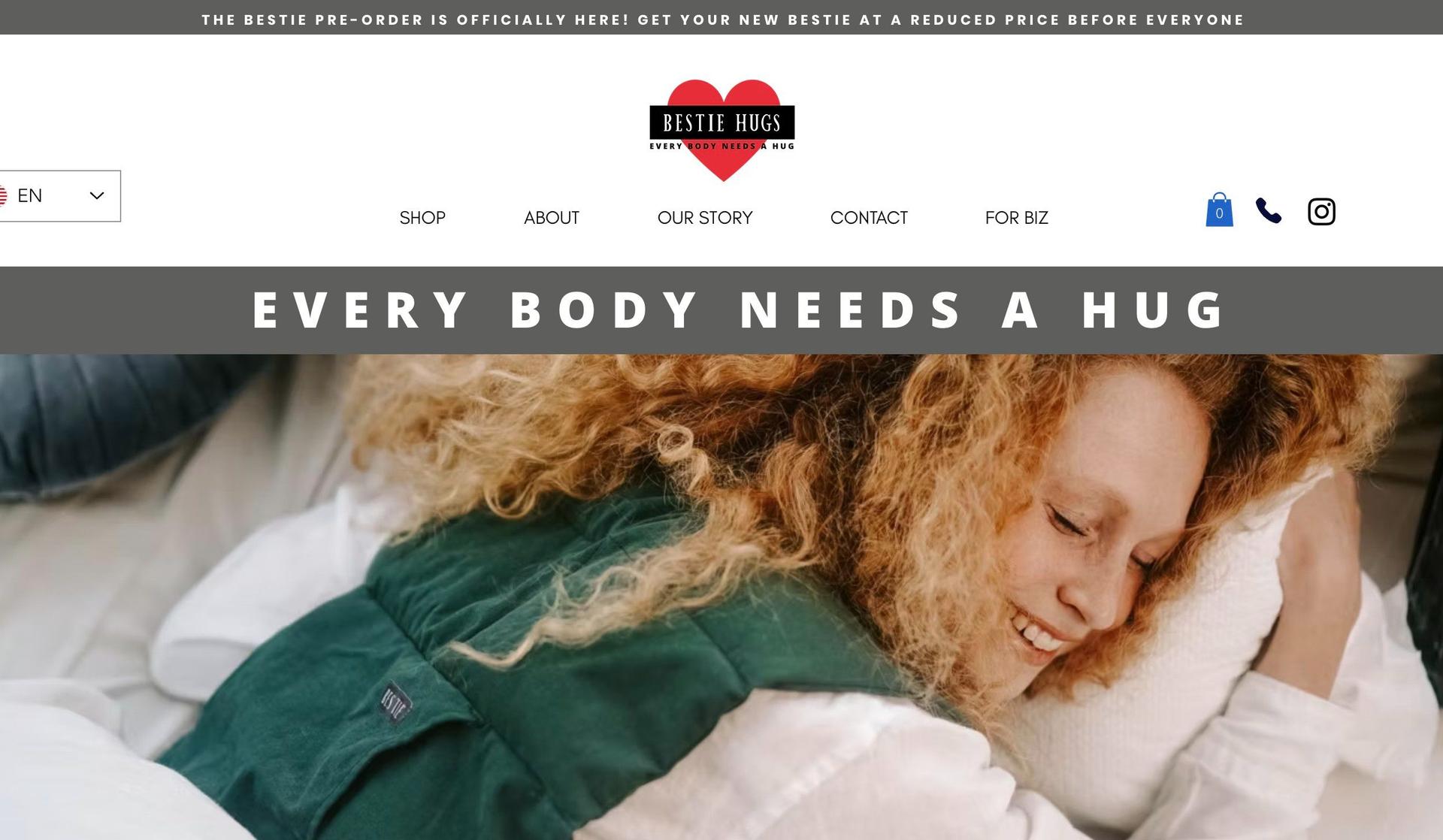 Bestie Hugs-multilingual website examples