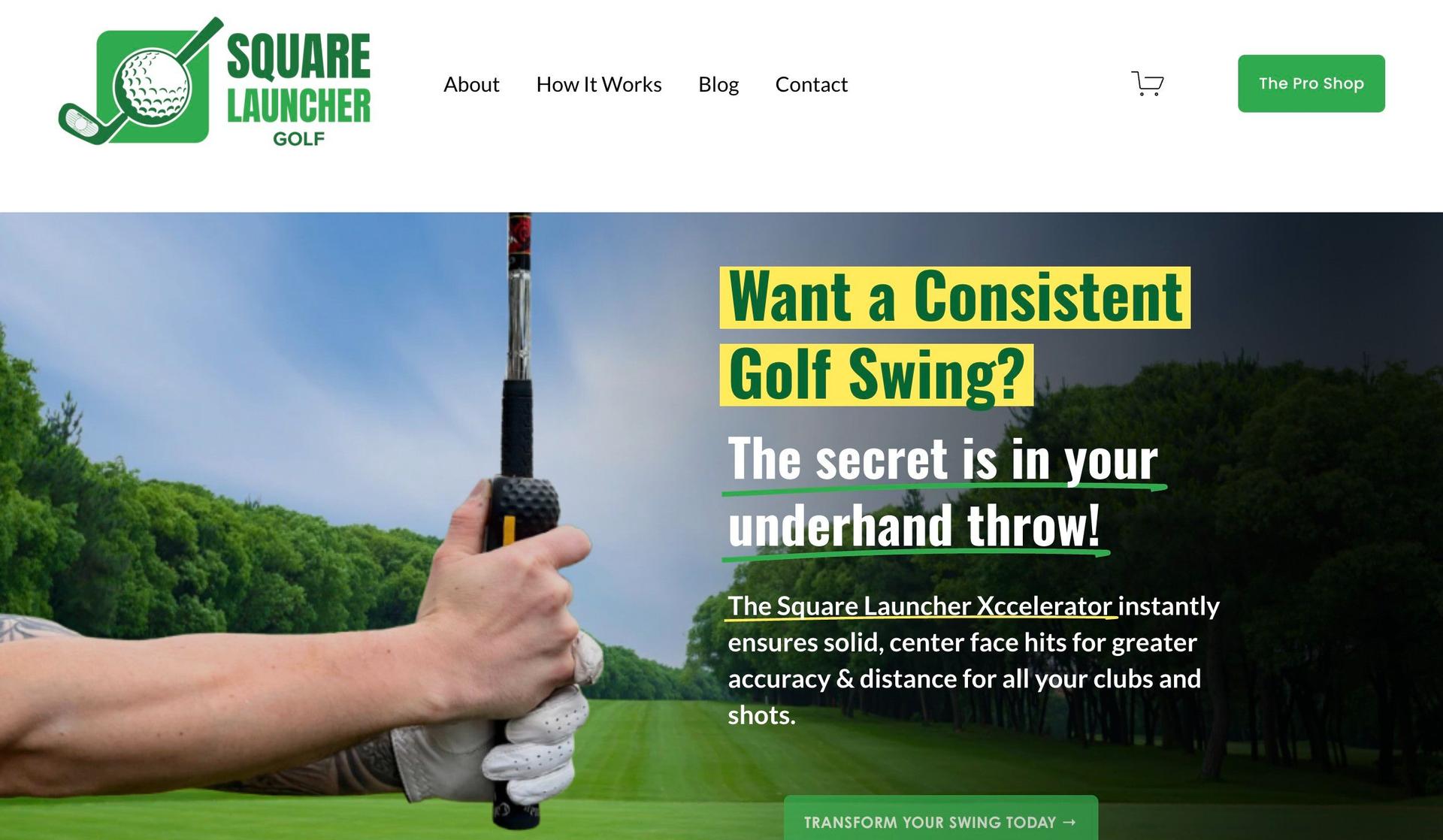 Square Launcher Golf-+above the fold content examples+