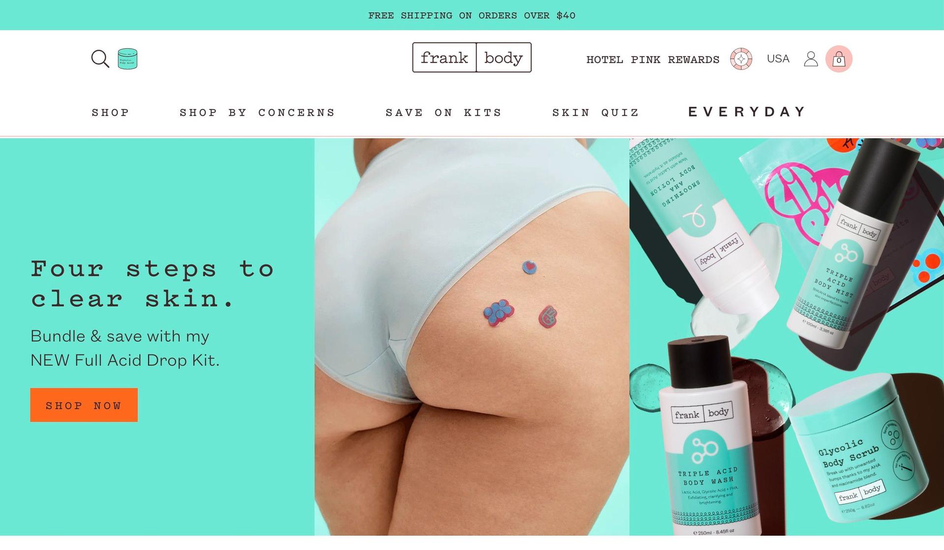 Frank Body-+above the fold content examples+