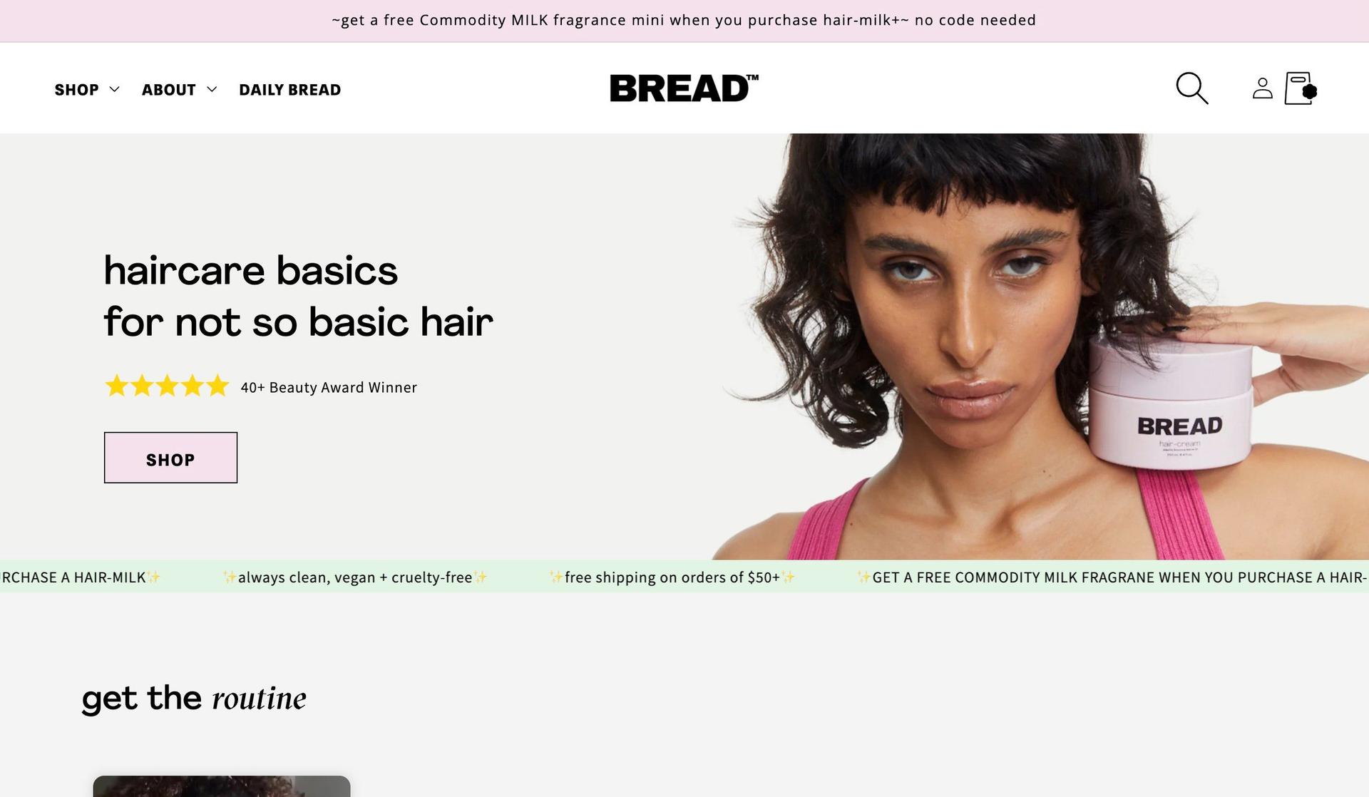 Bread Beauty Supply-+above the fold content examples+
