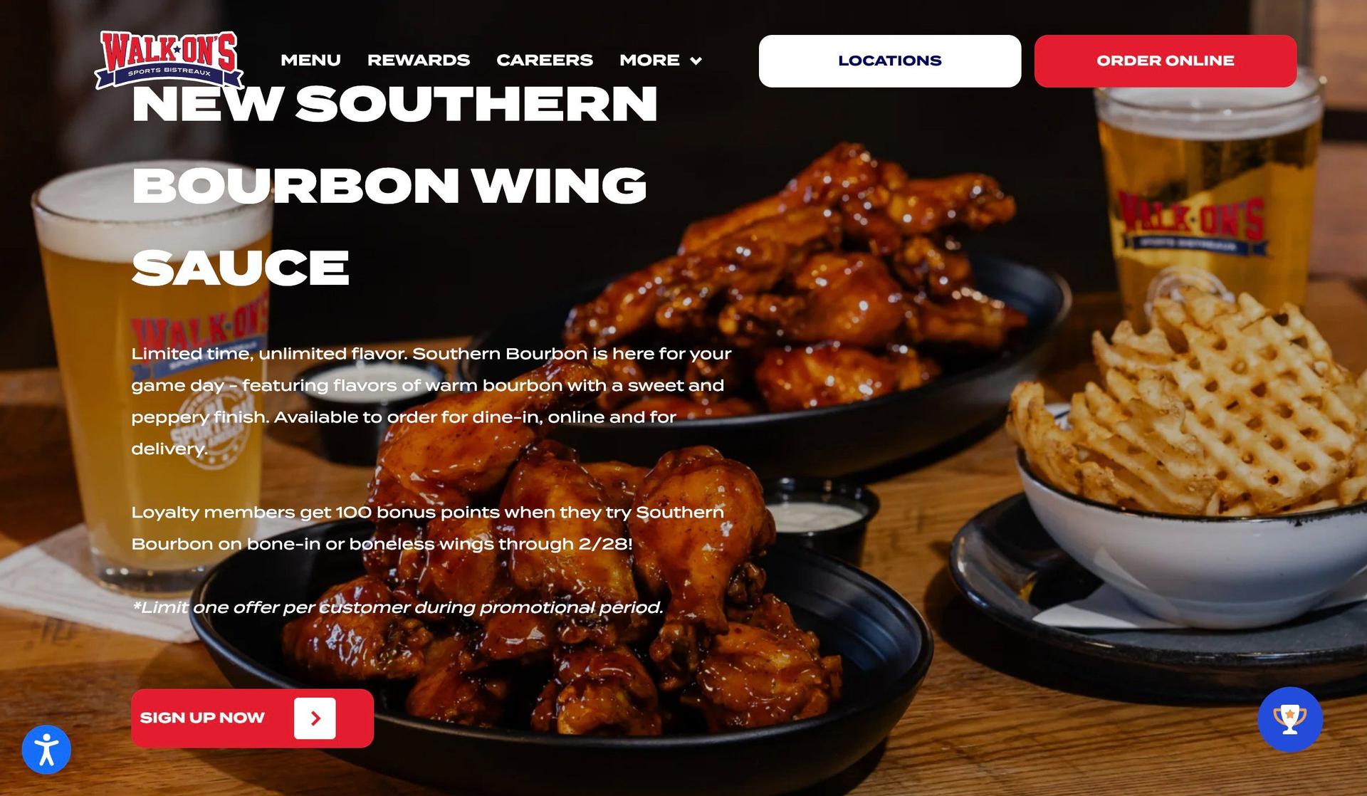 Walk-On's-franchise website design examples