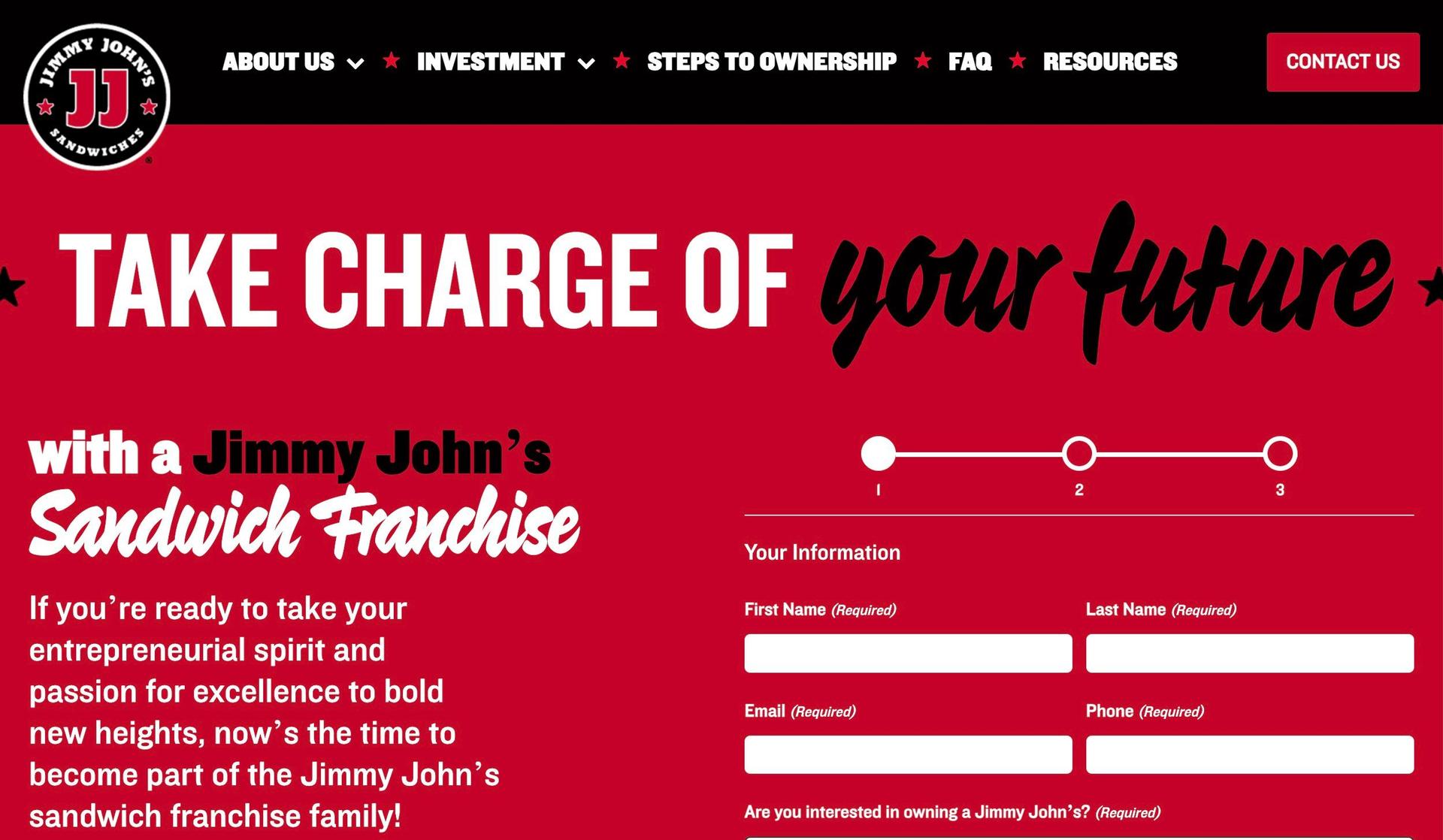 Jimmy John's Franchising-franchise website design examples