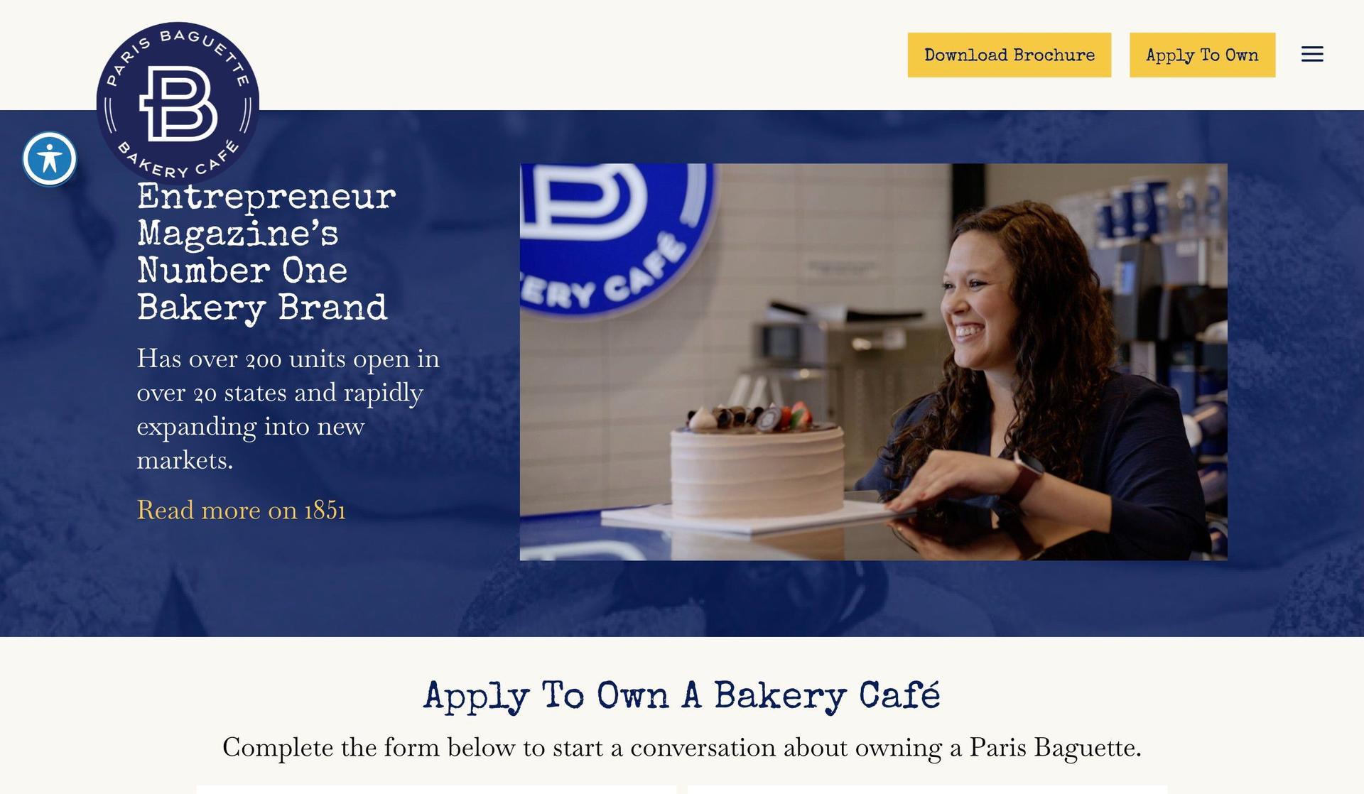 Own a Paris Baguette-franchise website design examples