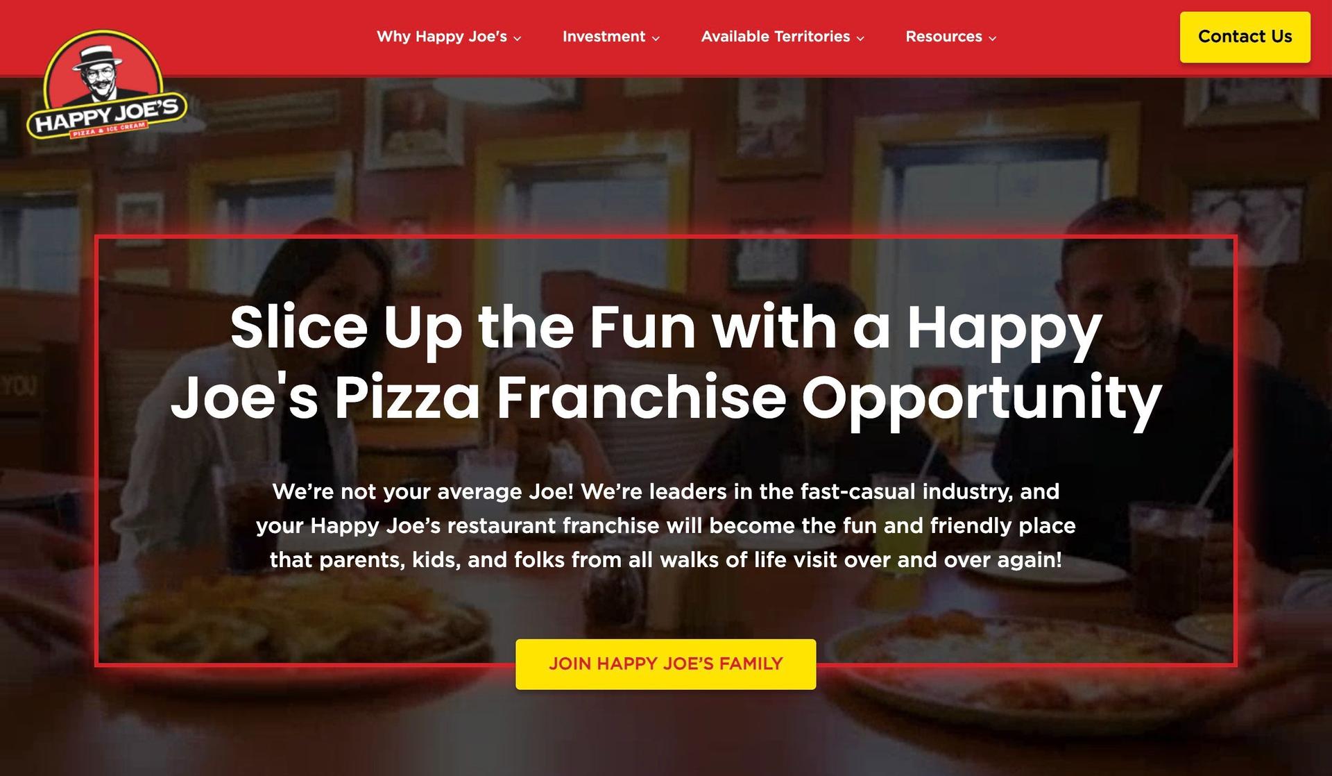 Happy Joe's Franchising-franchise website design examples