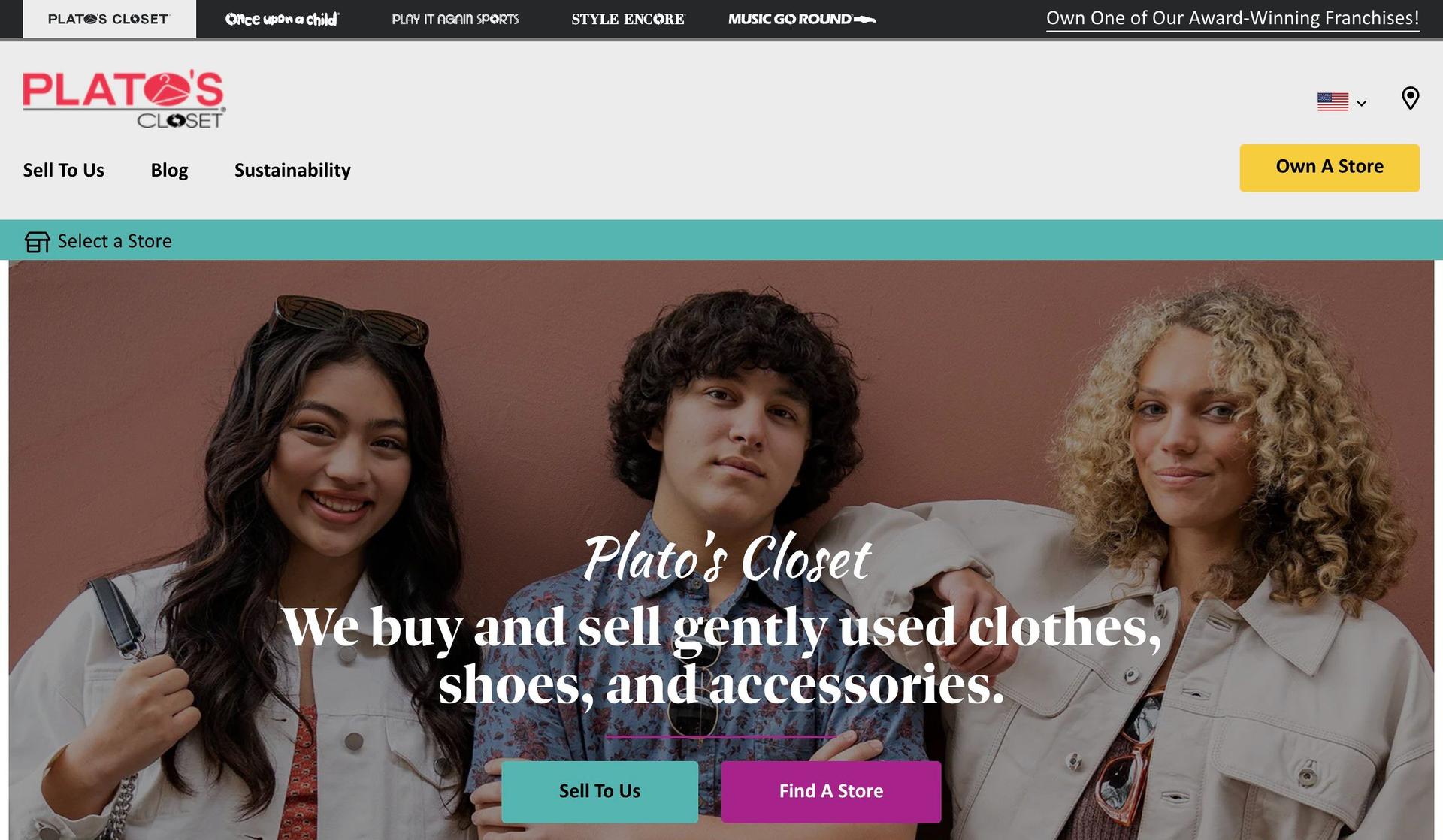Plato's Closet-franchise website design examples