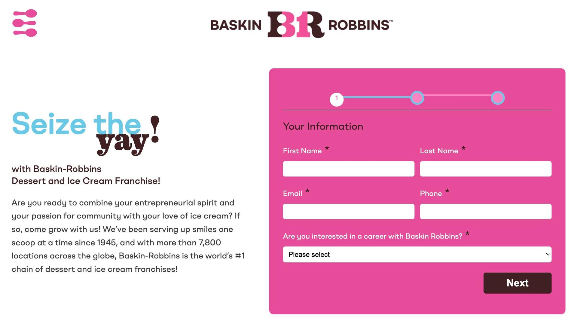 Baskin Robbins Franchising-franchise website design examples