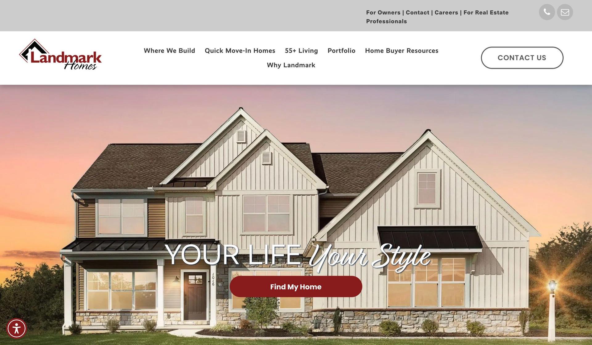Own a Landmark-home builders websites