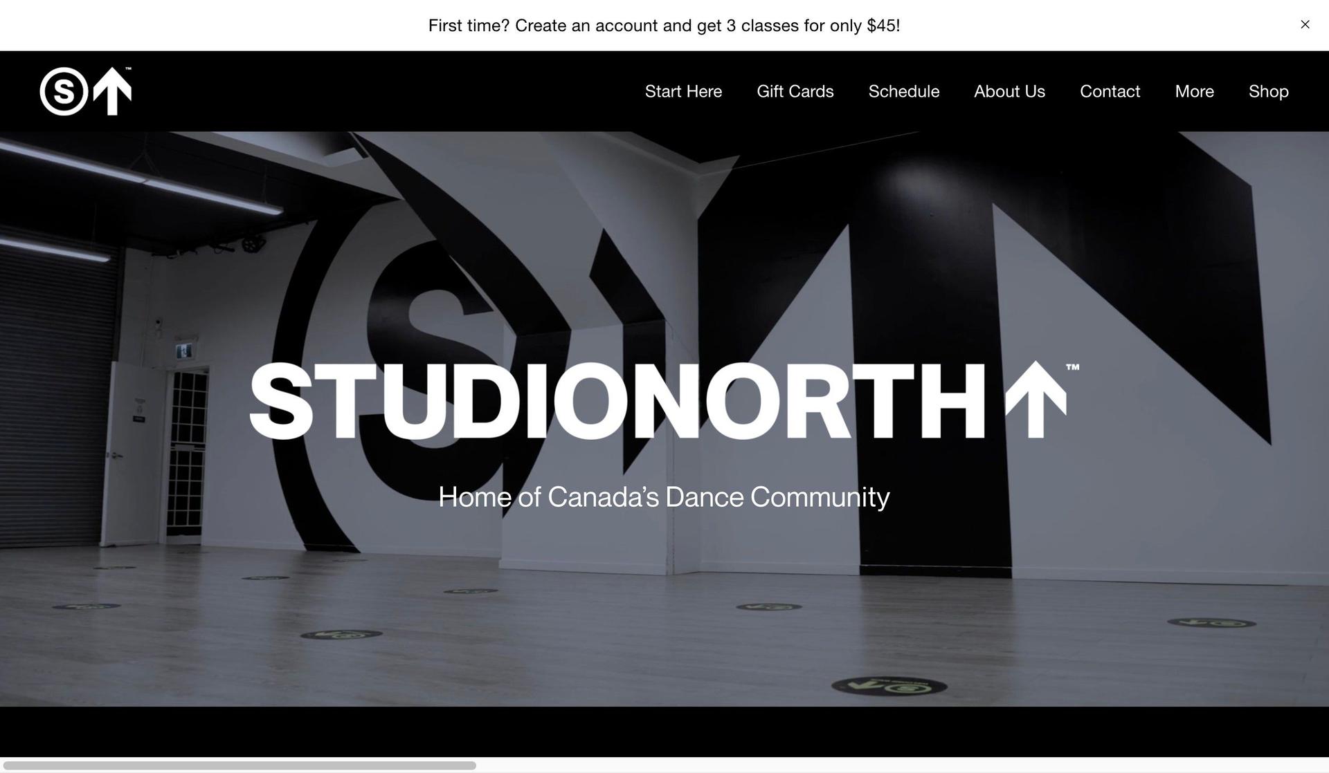 The Studio North-dance studio website design