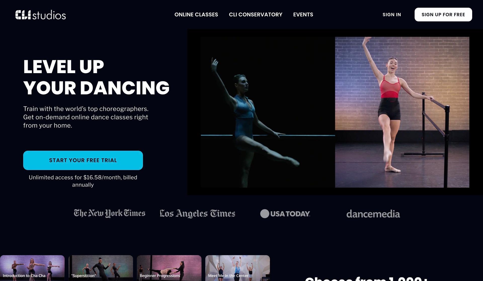 CLI Studios-dance studio website design