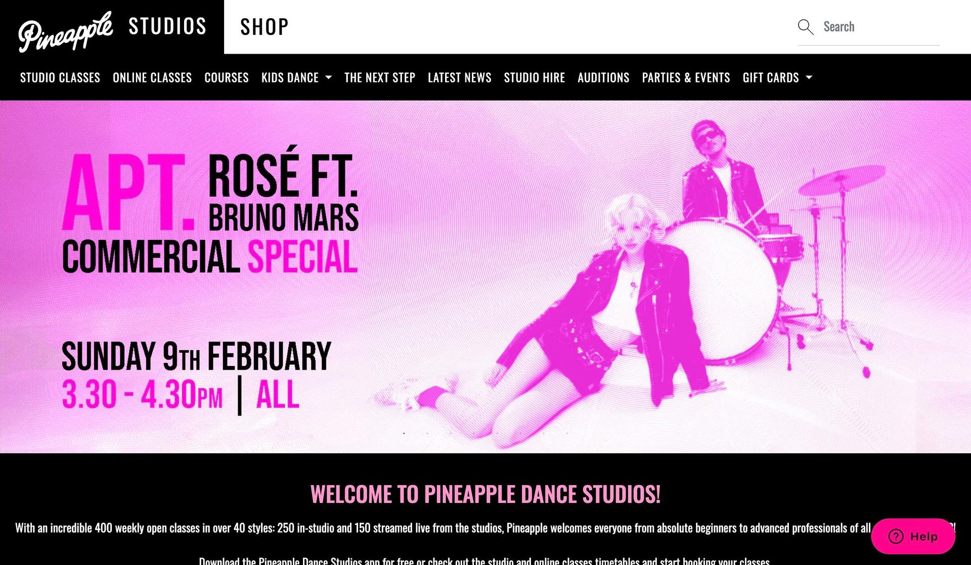 Pineapple Dance Studios-dance studio website design