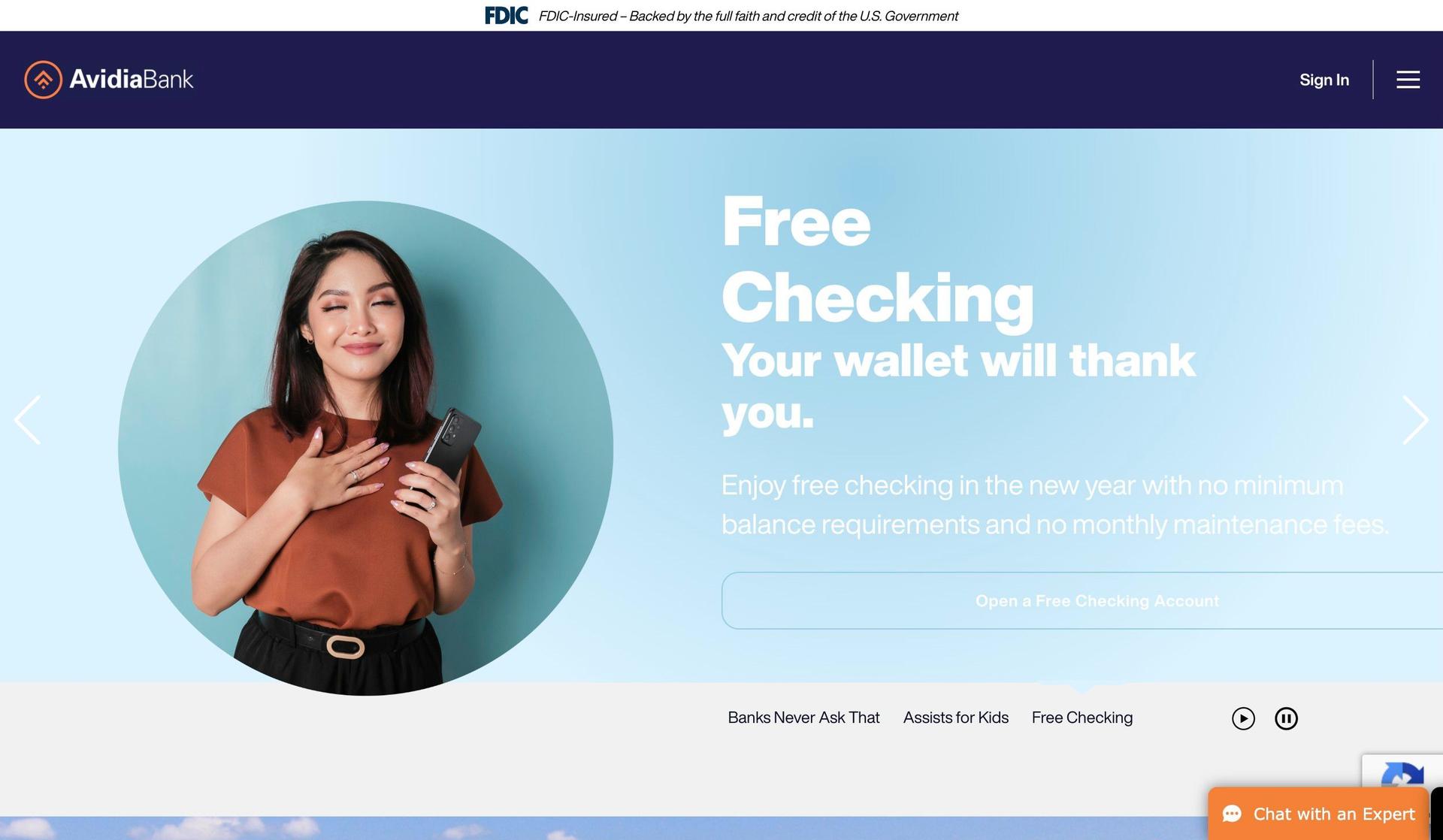 Avidia Bank-bank website design