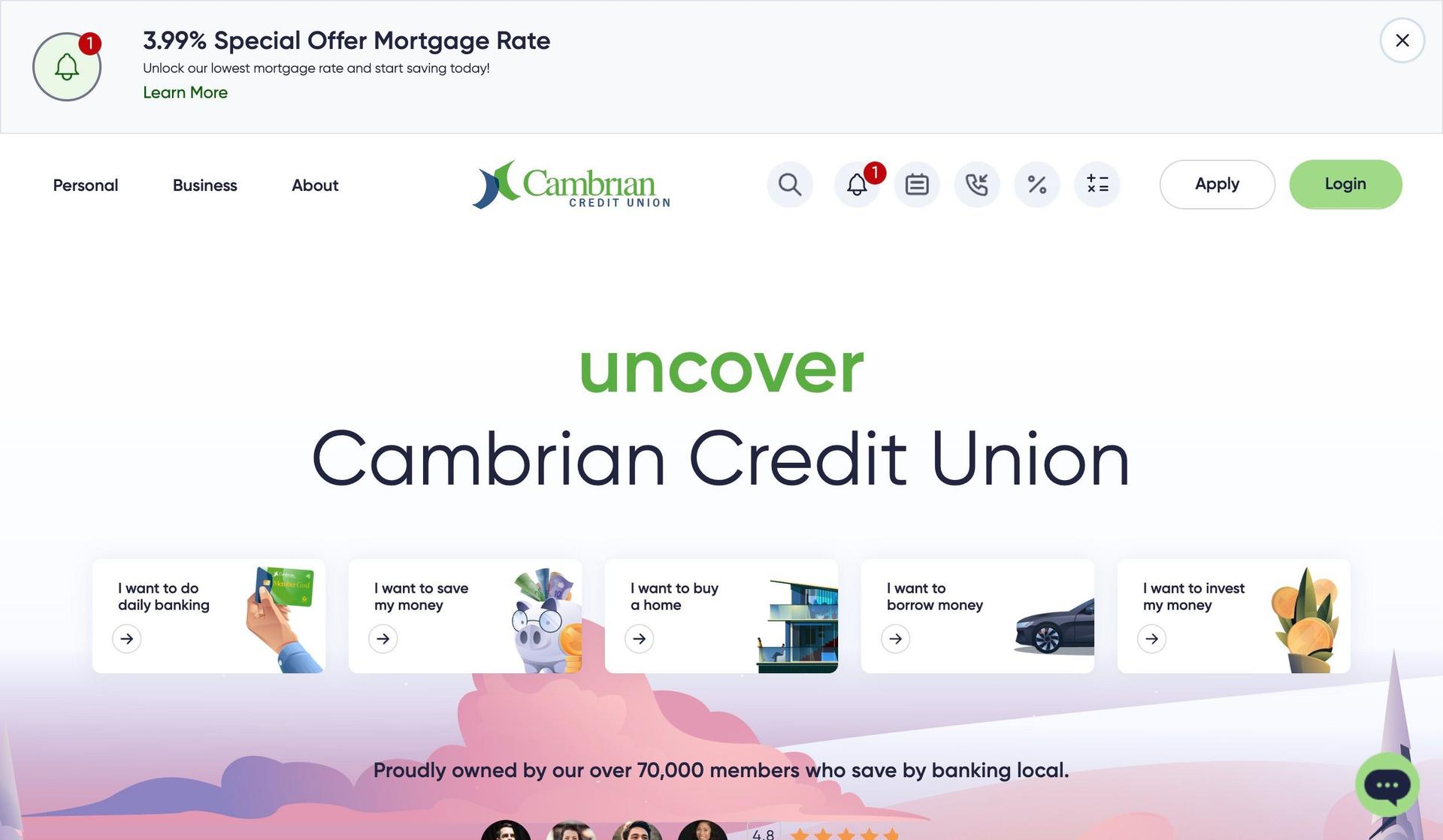 Cambrian-bank website design