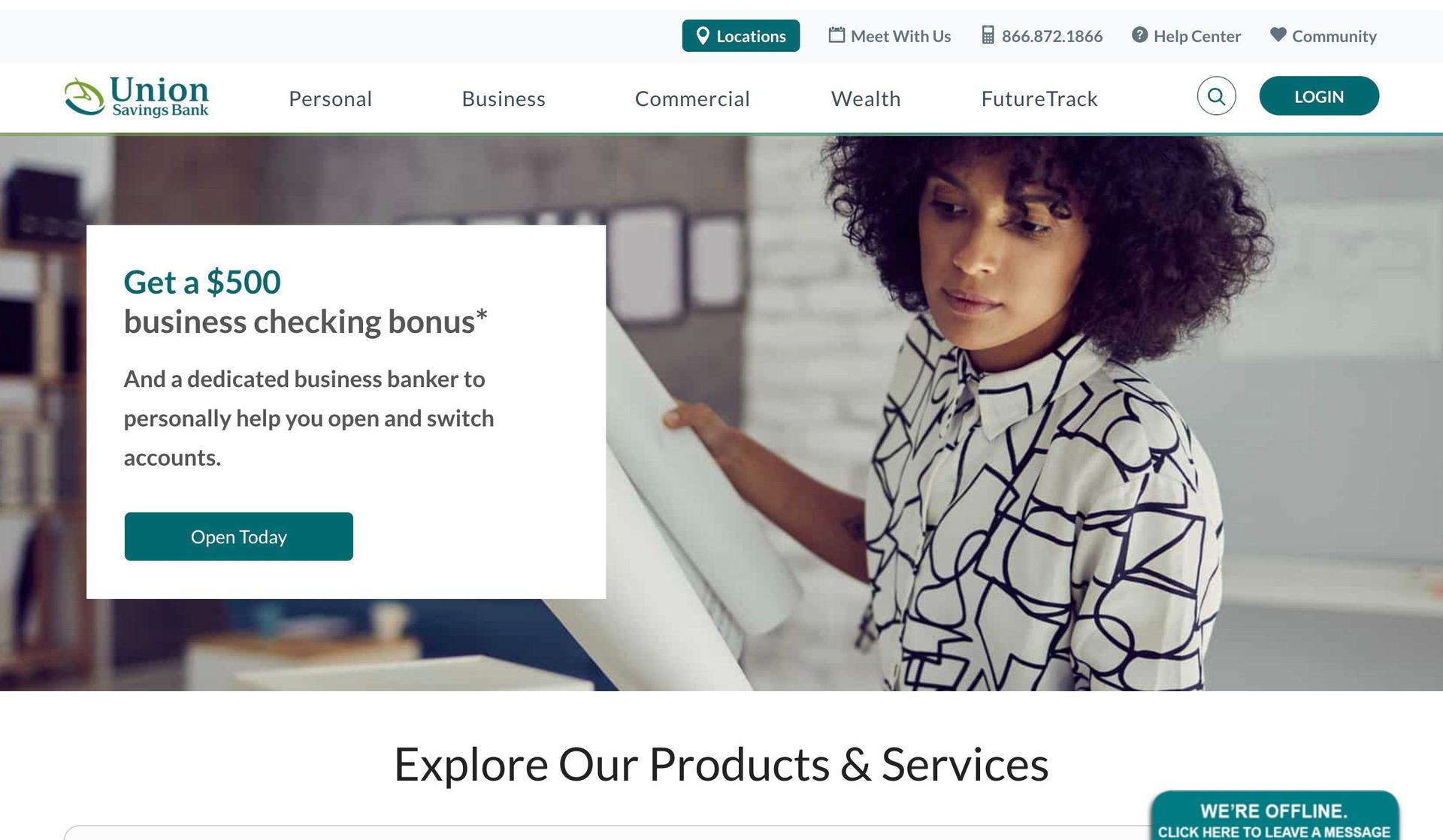 Union Savings-bank website design