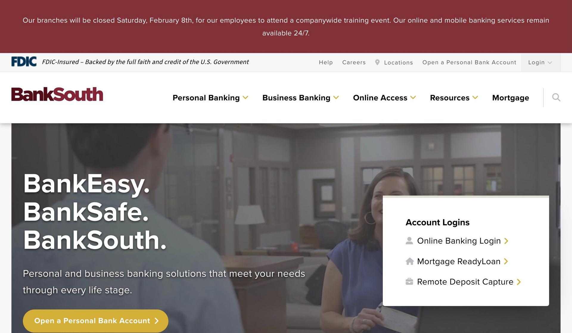 BankSouth-bank website design