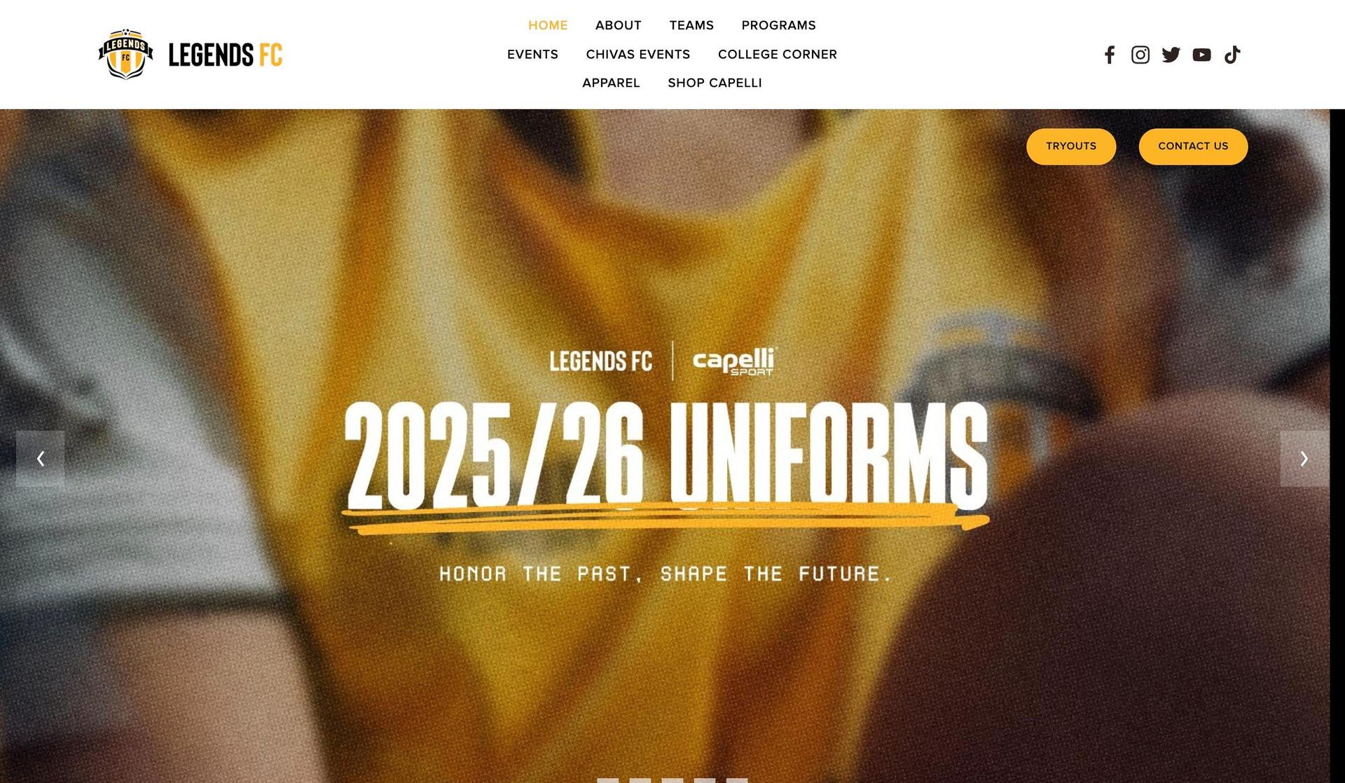 Legends FC-sports website design