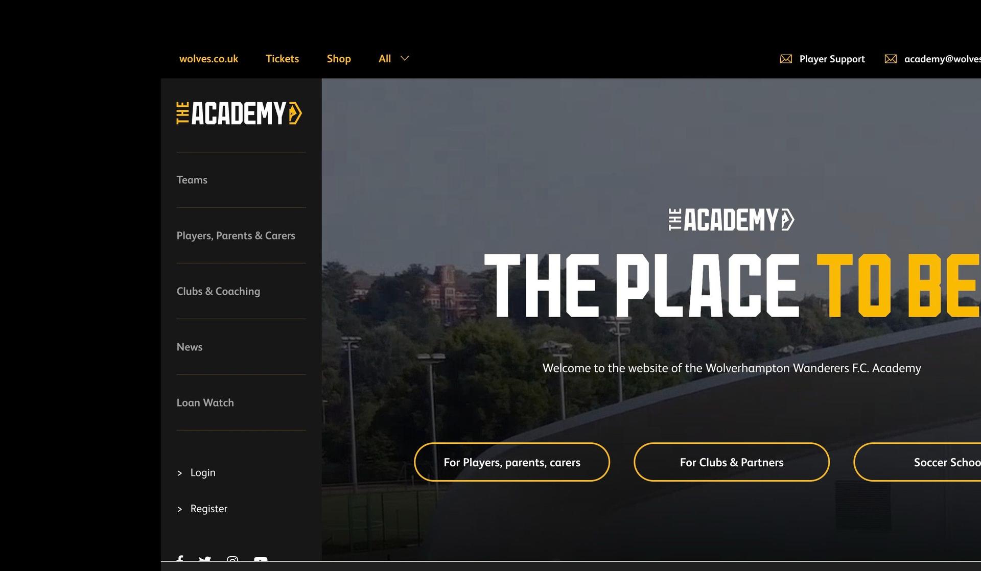 Wolves Academy-sports website design