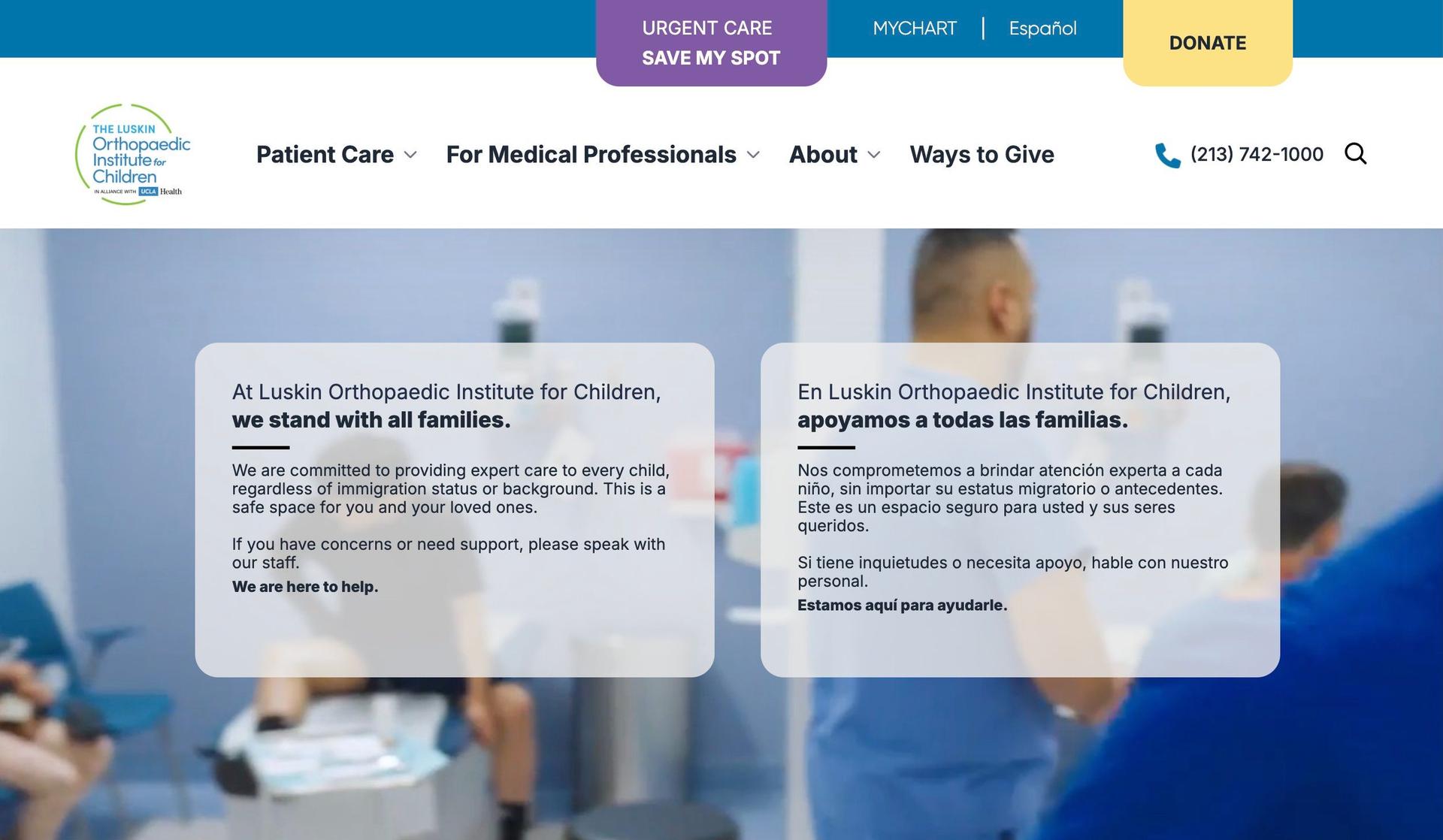 Luskin Orthopaedic Institute for Children-hospital website designs