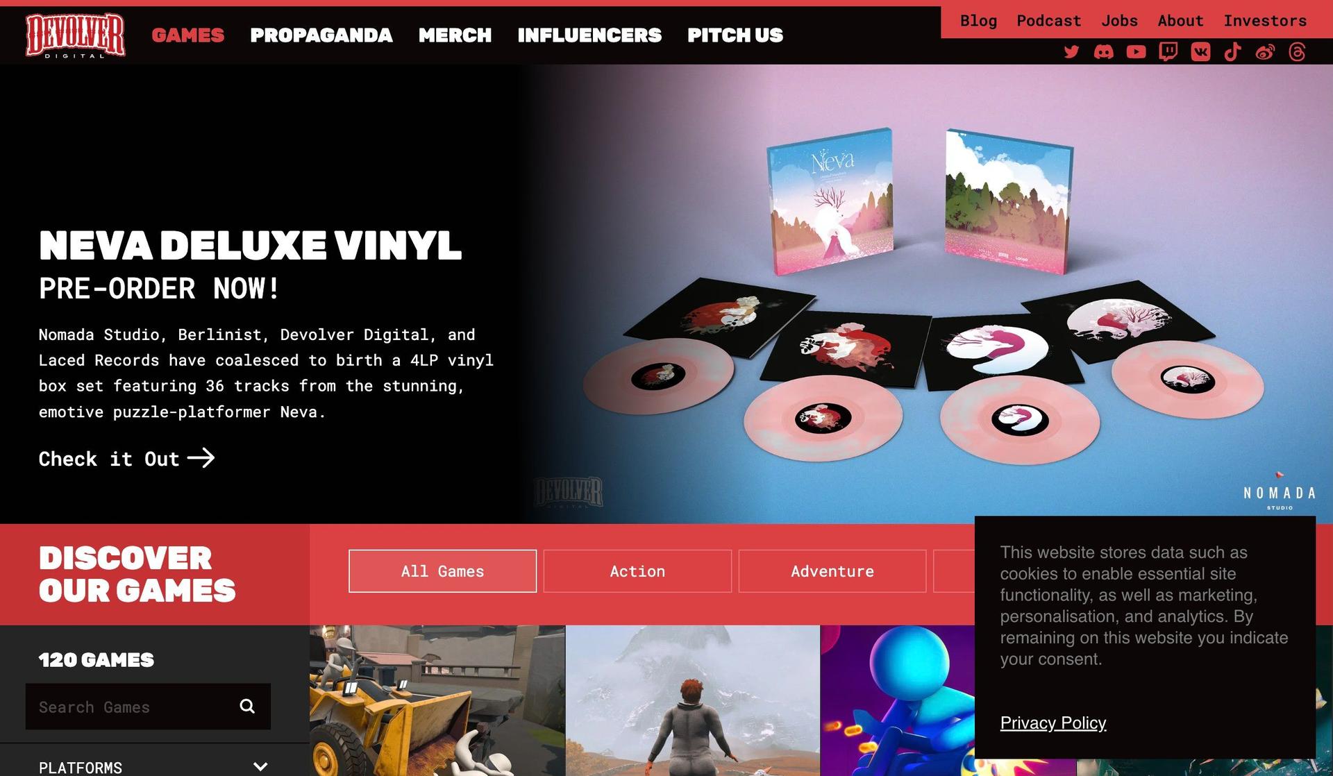 Devolver Digital-publisher website examples