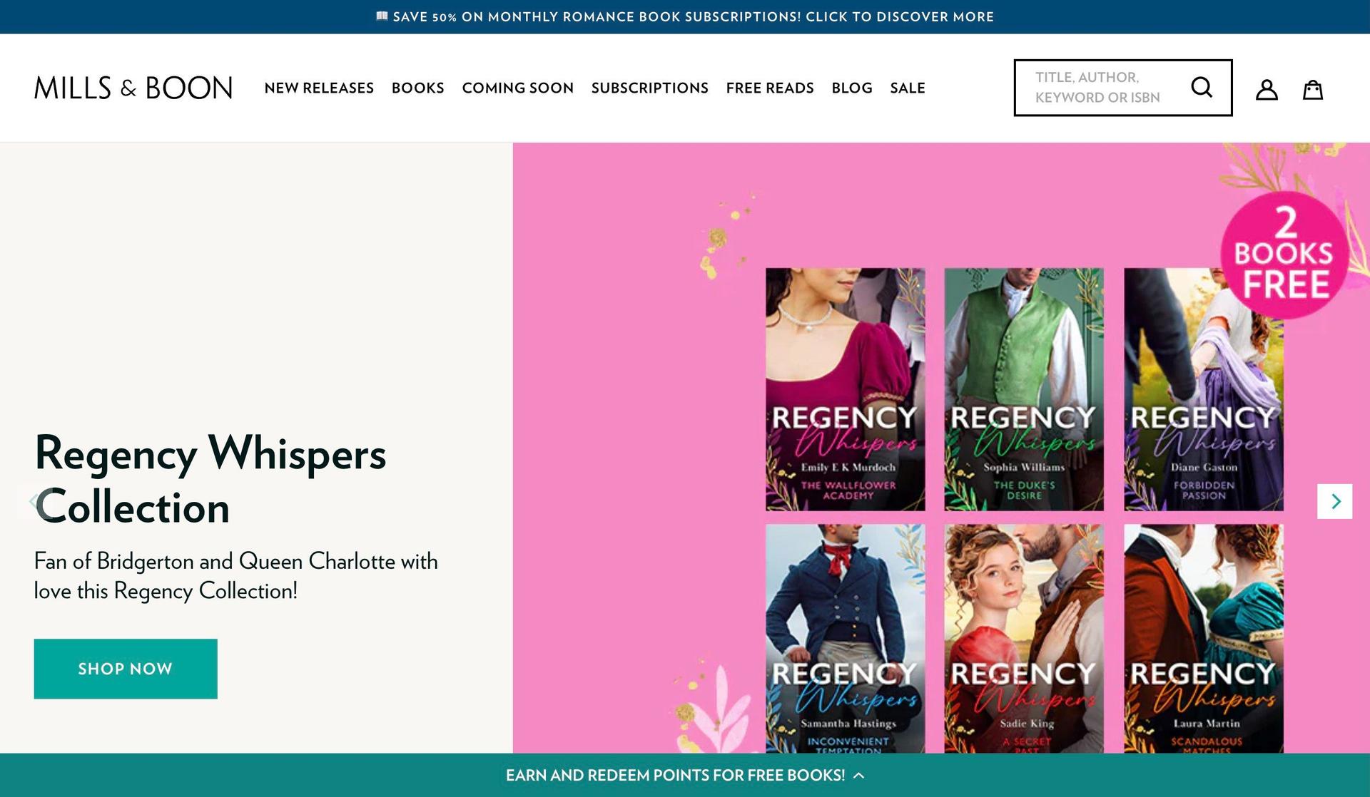 Mills & Boon-publisher website examples