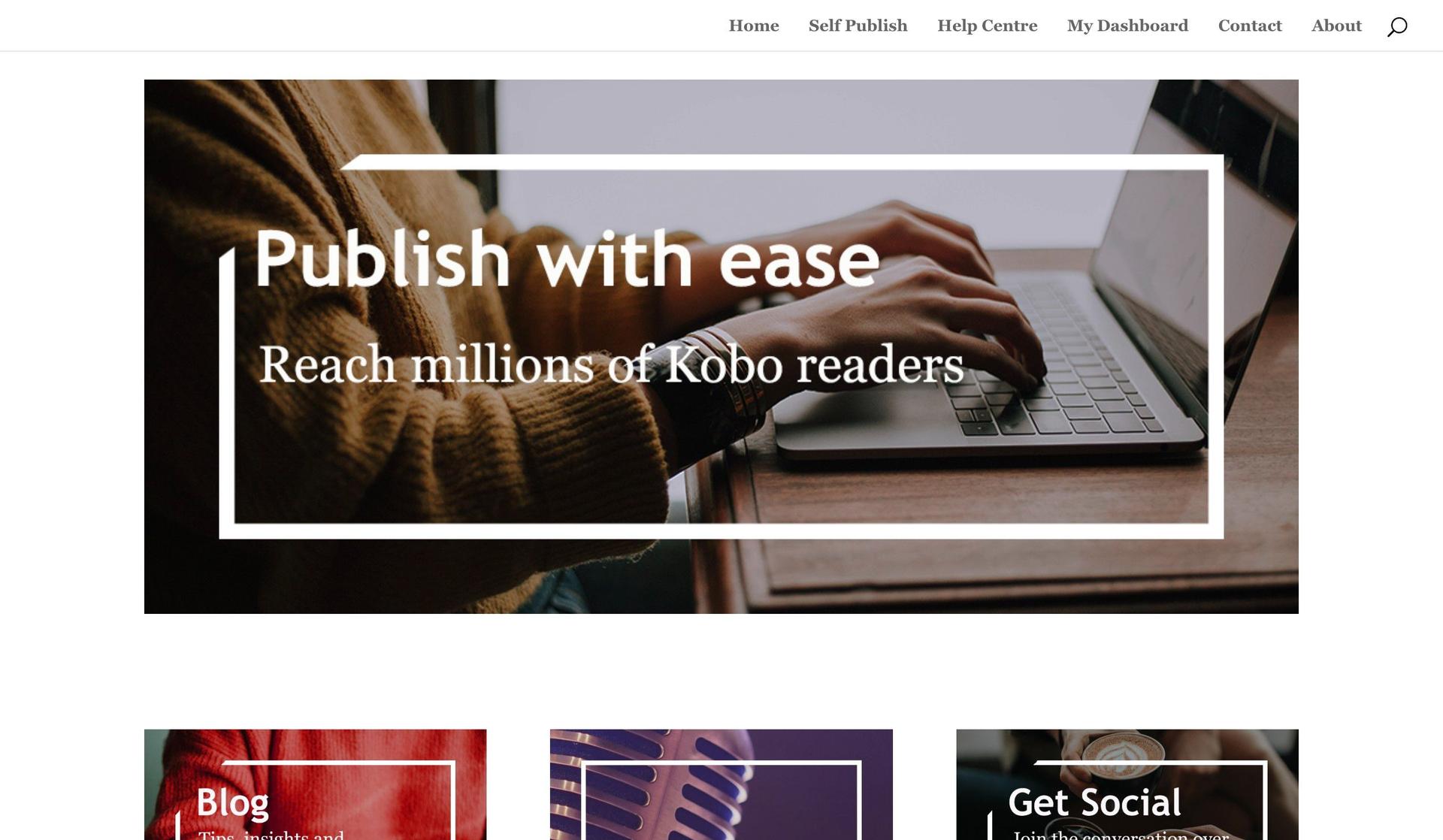 Kobo Writing Life-publisher website examples