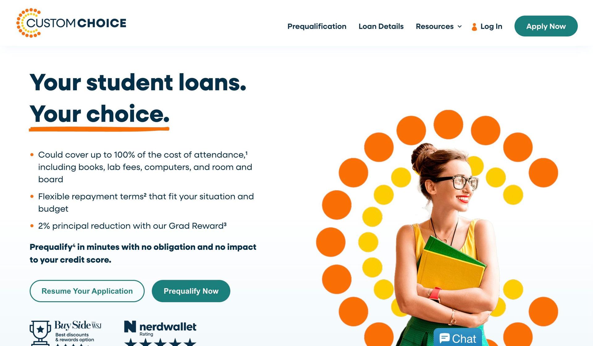 Custom Choice-student loan website design