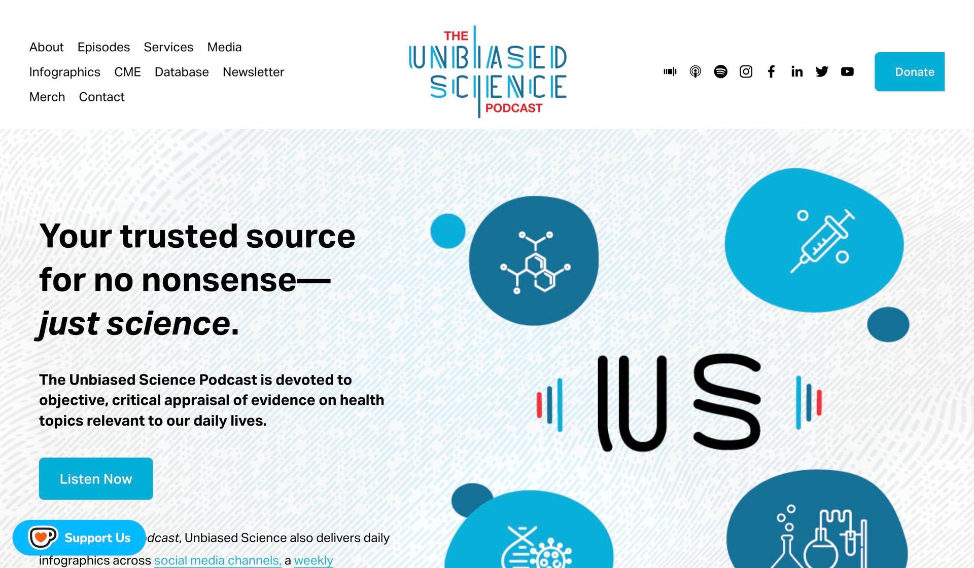 Unbiased Science Podcast-science website design examples