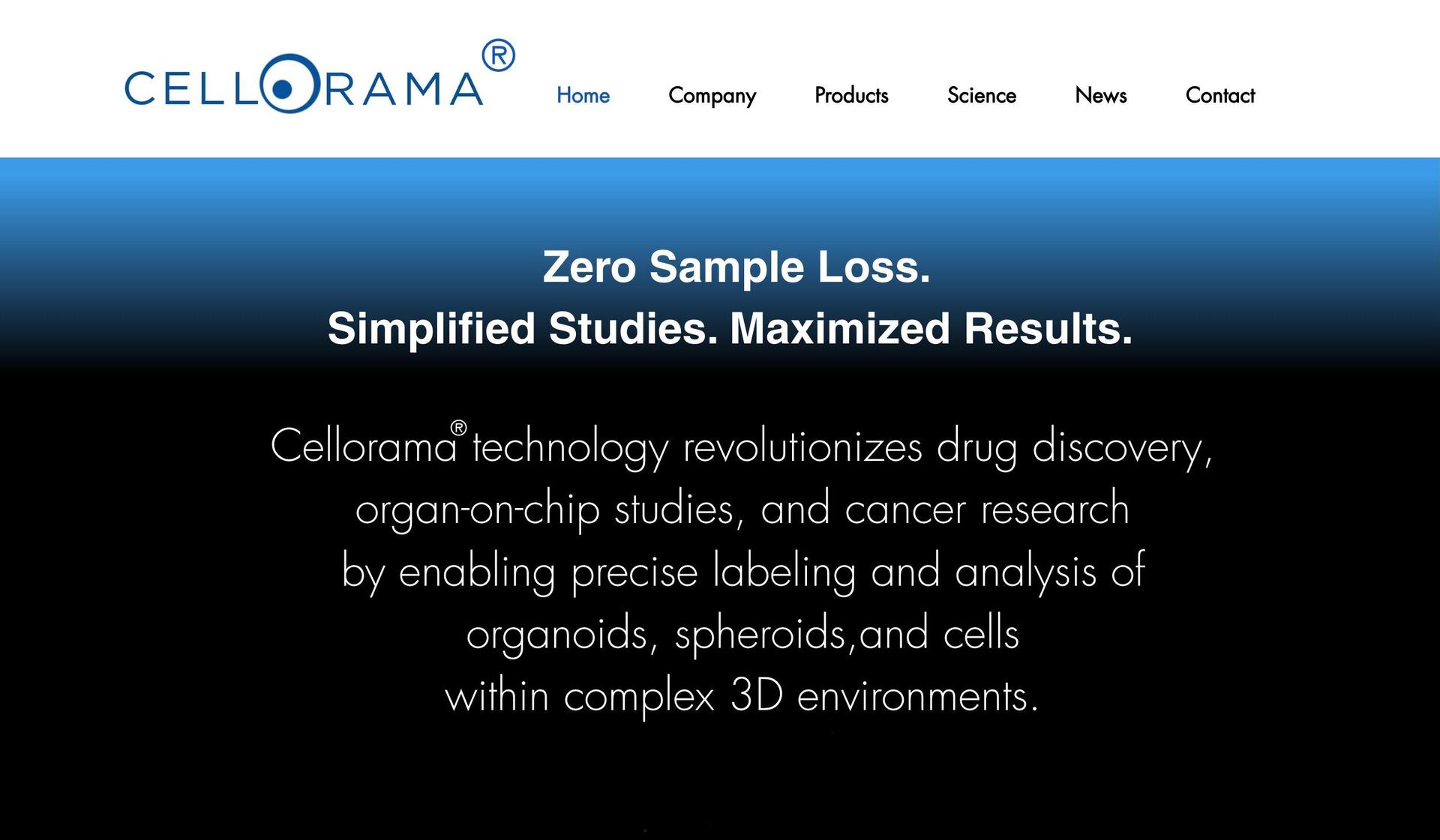 Cellorama Tech-science website design examples