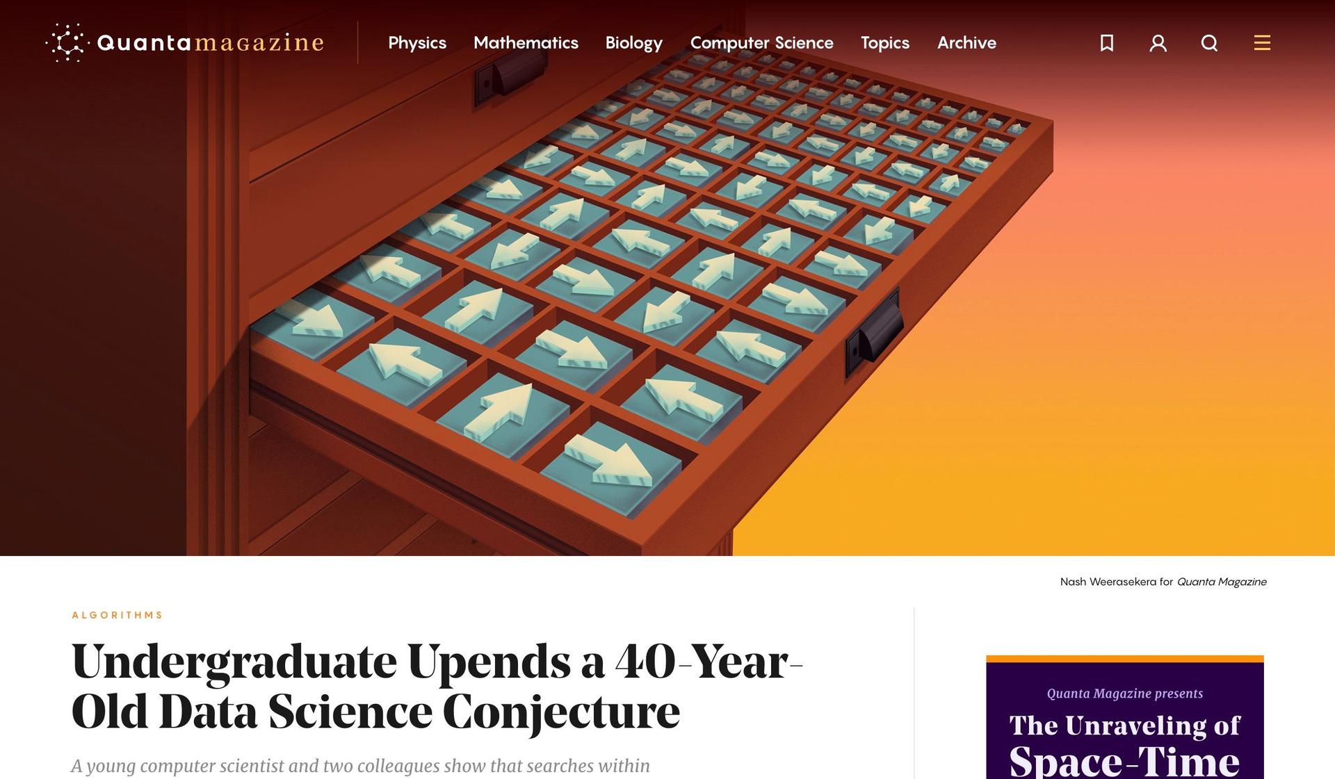Quanta Magazine-science website design examples