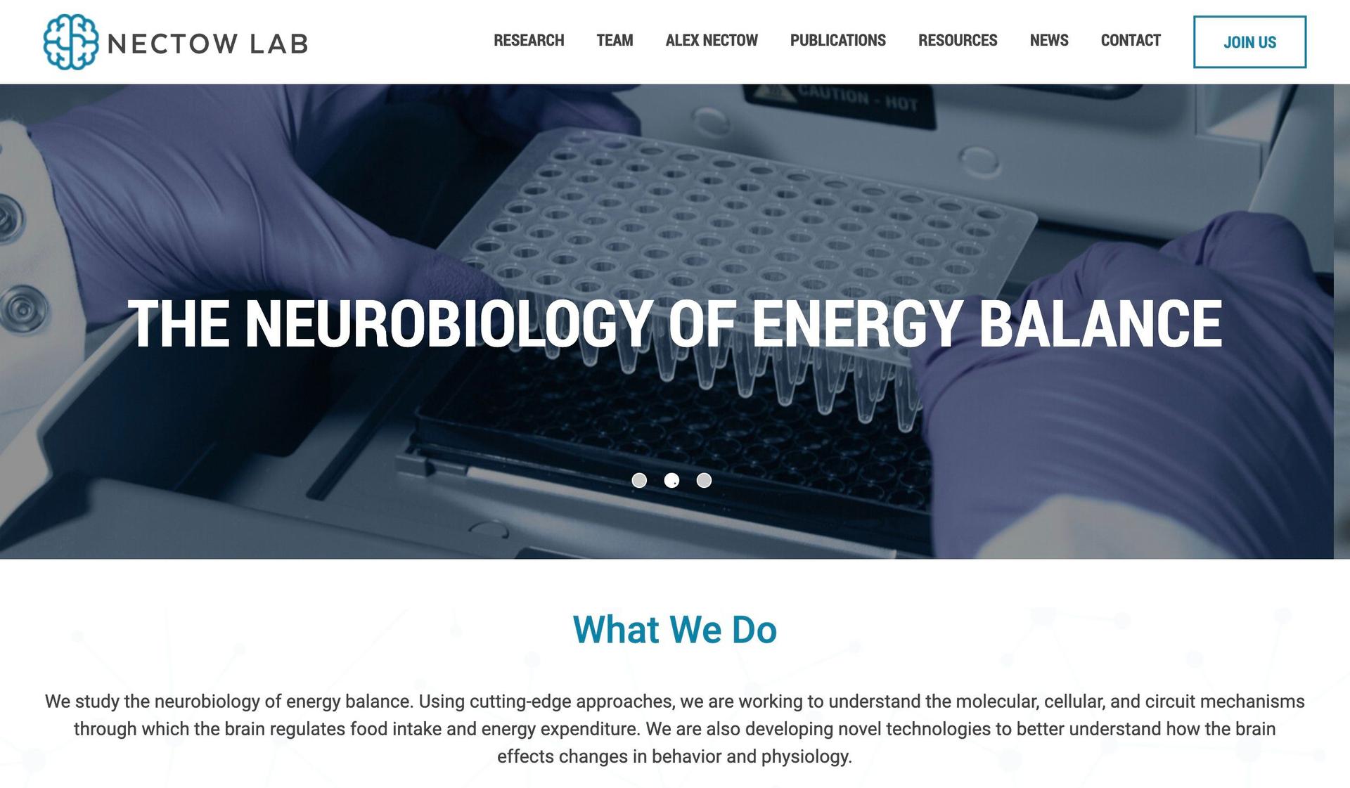 Nectow Lab-science website design examples
