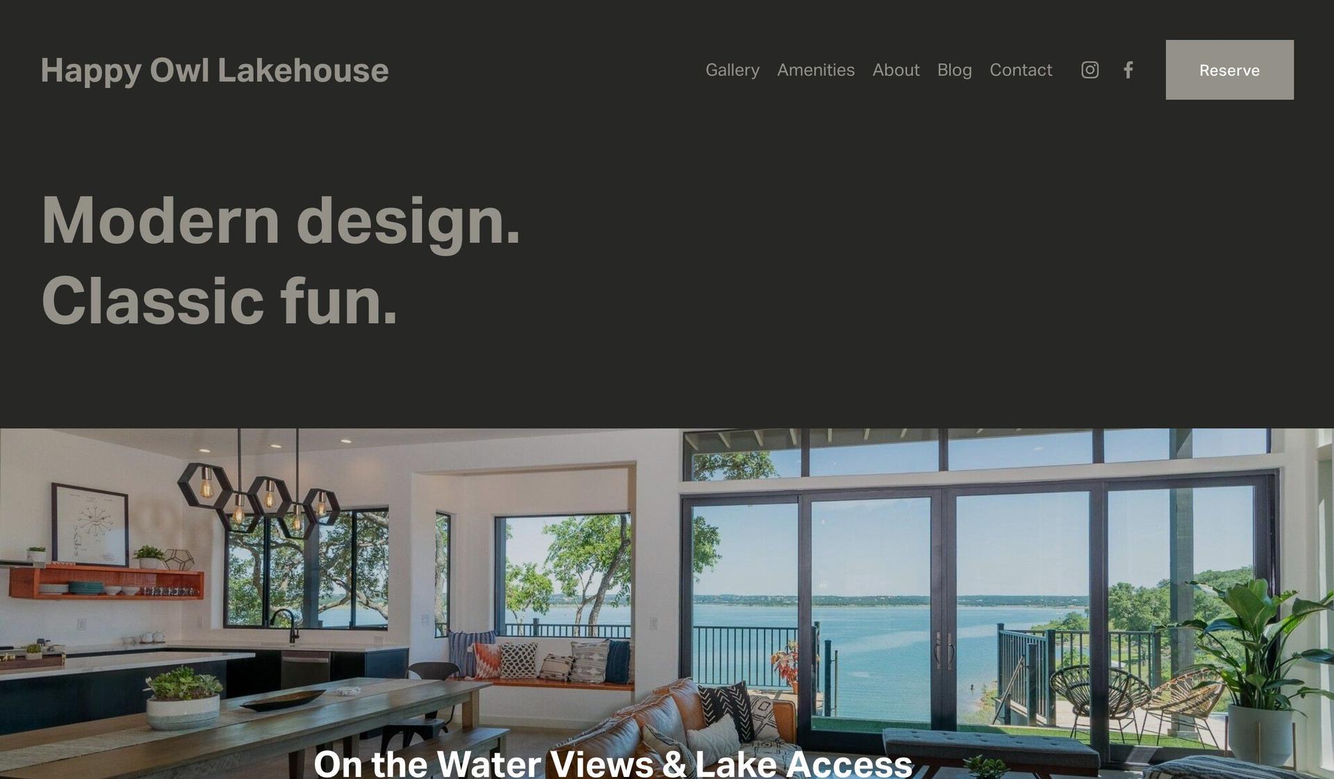 Happy Owl Lake House-squarespace vacation rental websites