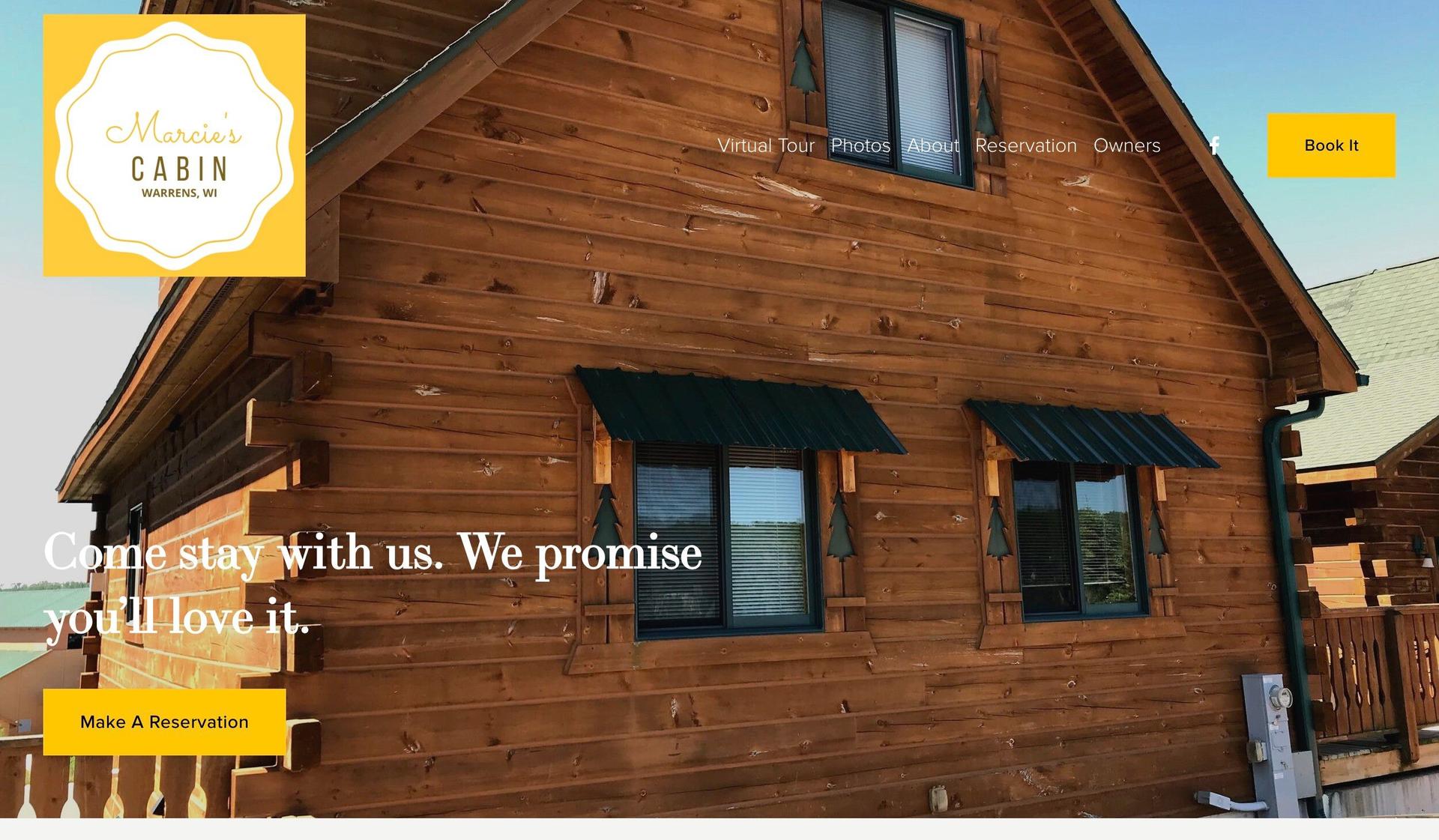 Marcie's Cabin-squarespace vacation rental websites