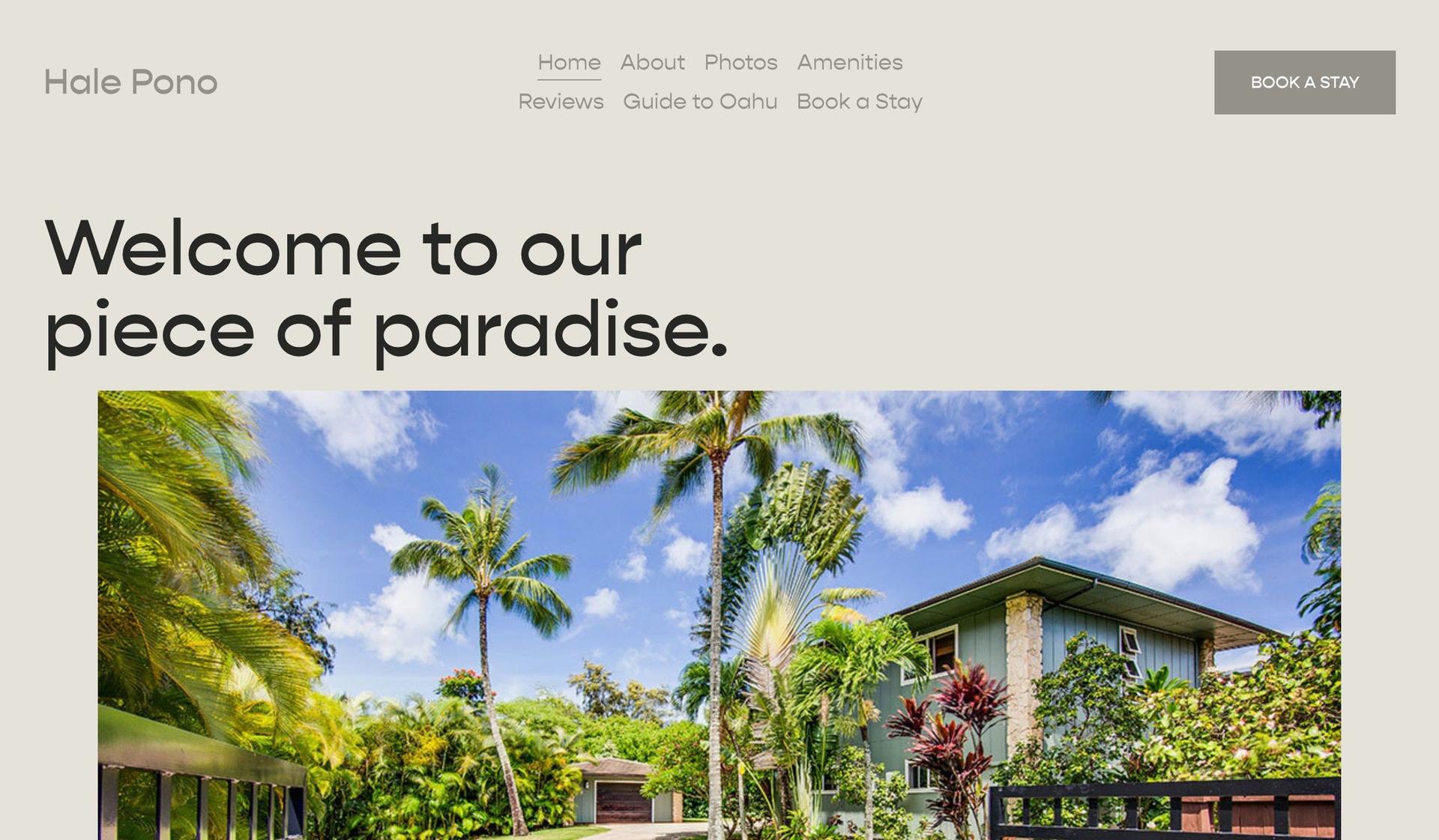 Book Hale Pono-squarespace vacation rental websites