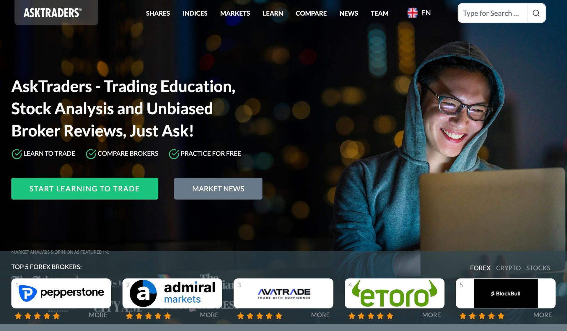 AskTraders-stock broker website design examples