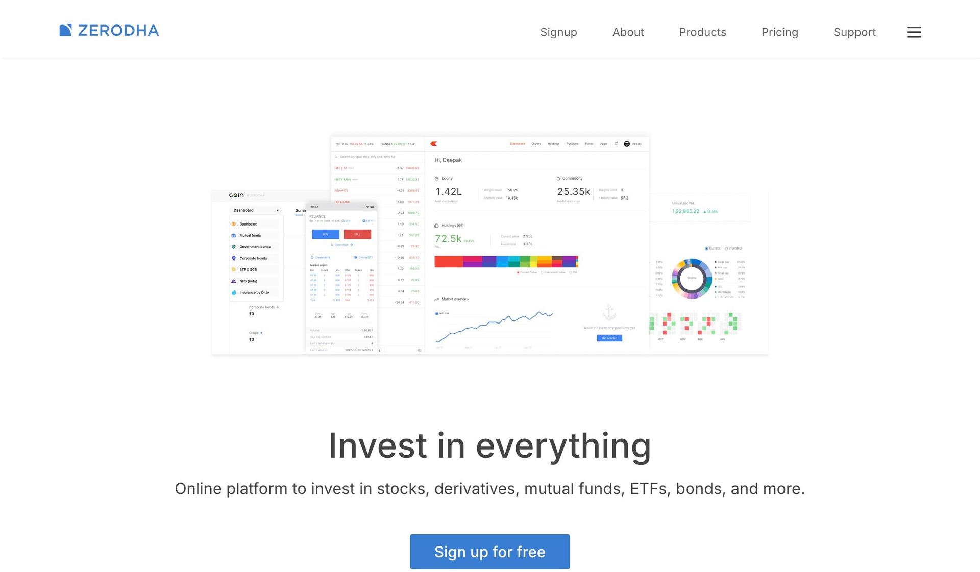 Zerodha-stock broker website design examples
