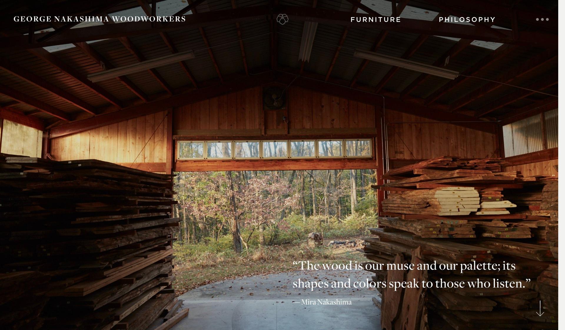 Nakashima Woodworkers-award winning website design
