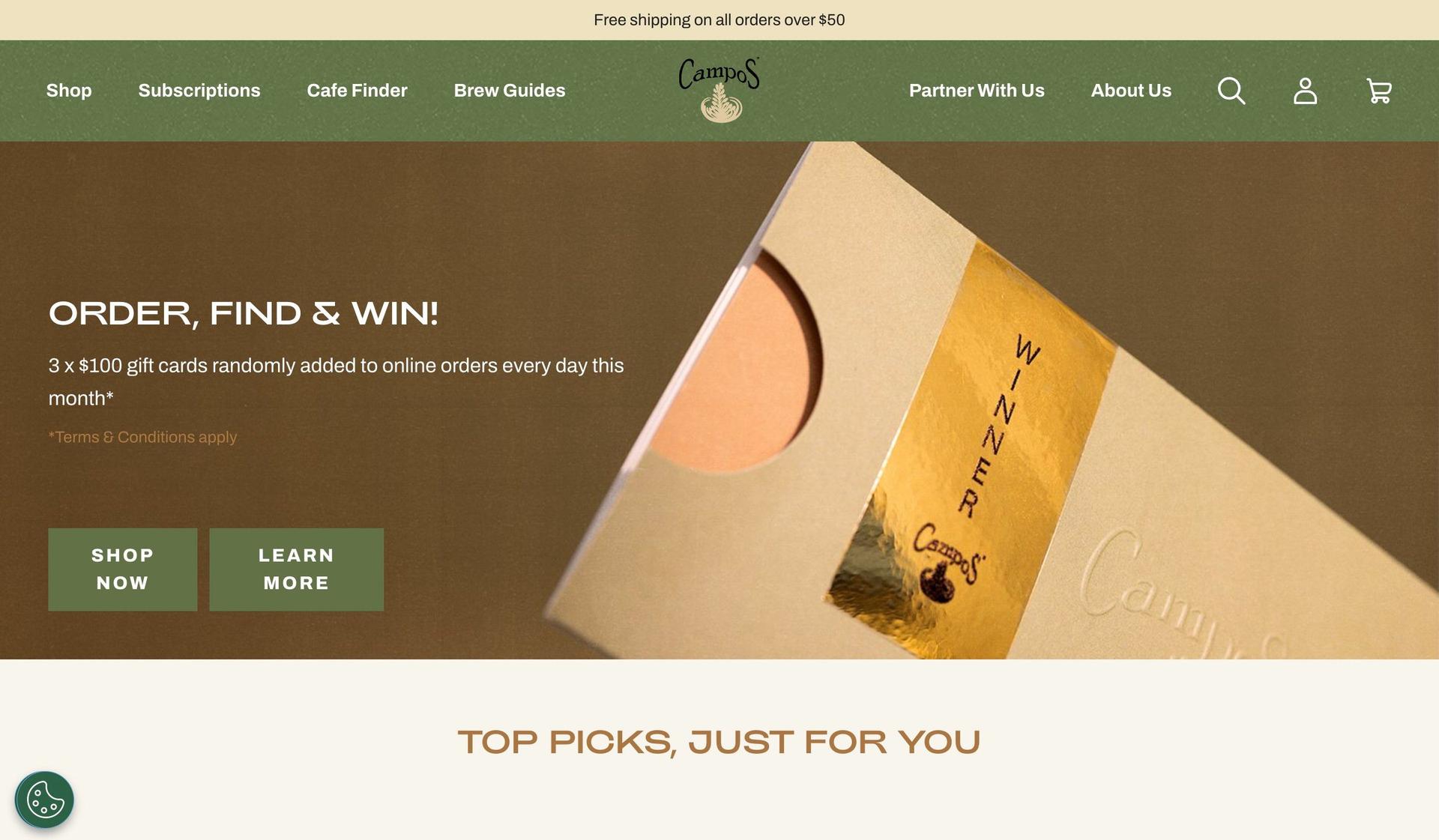 Campos Coffee-award winning website design