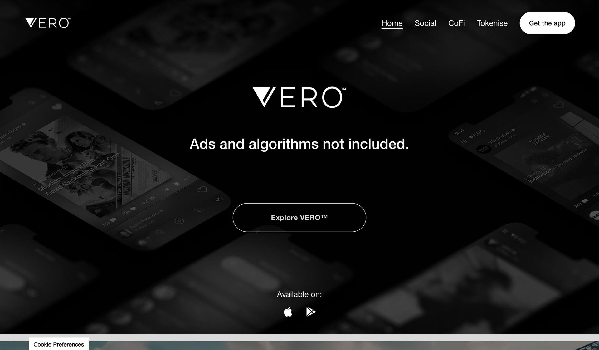 Vero-social media website design examples