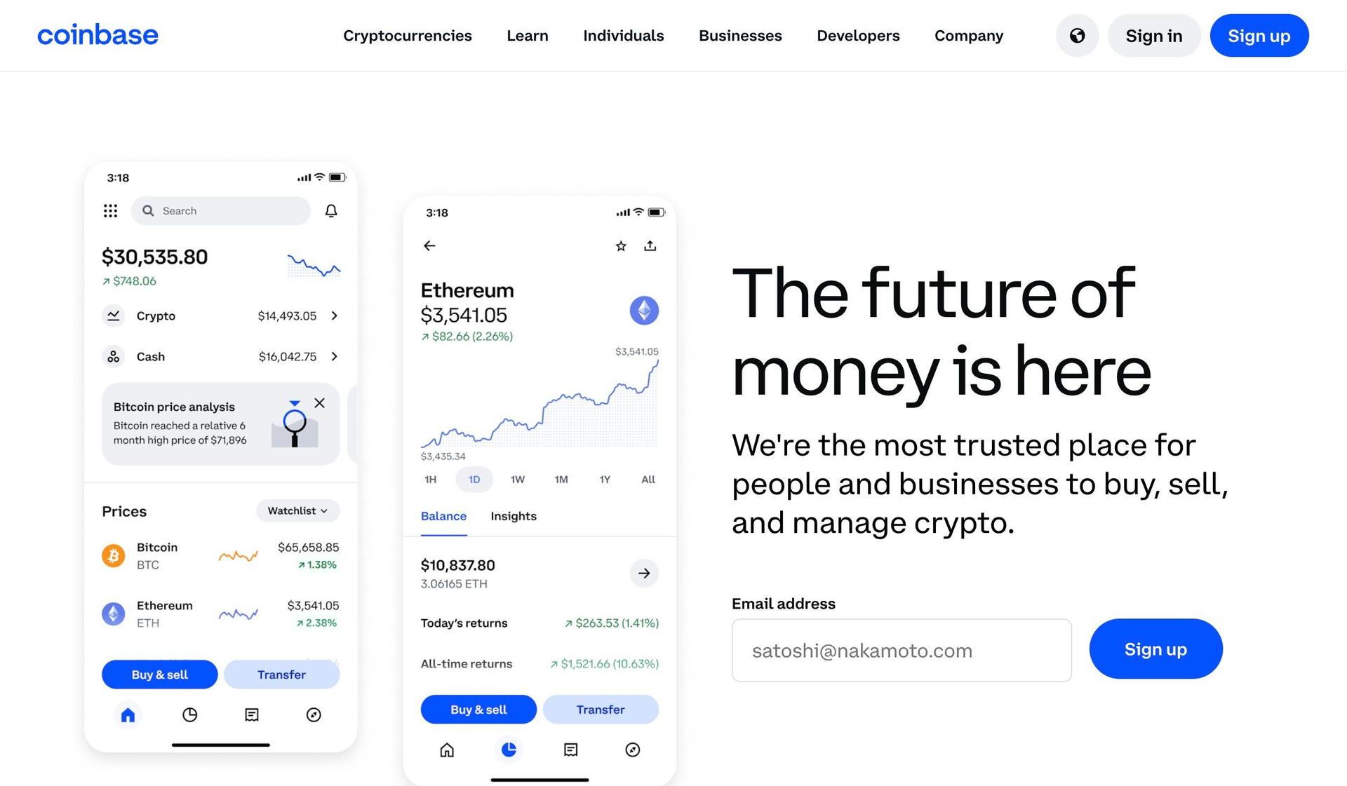 Coinbase-bank website design