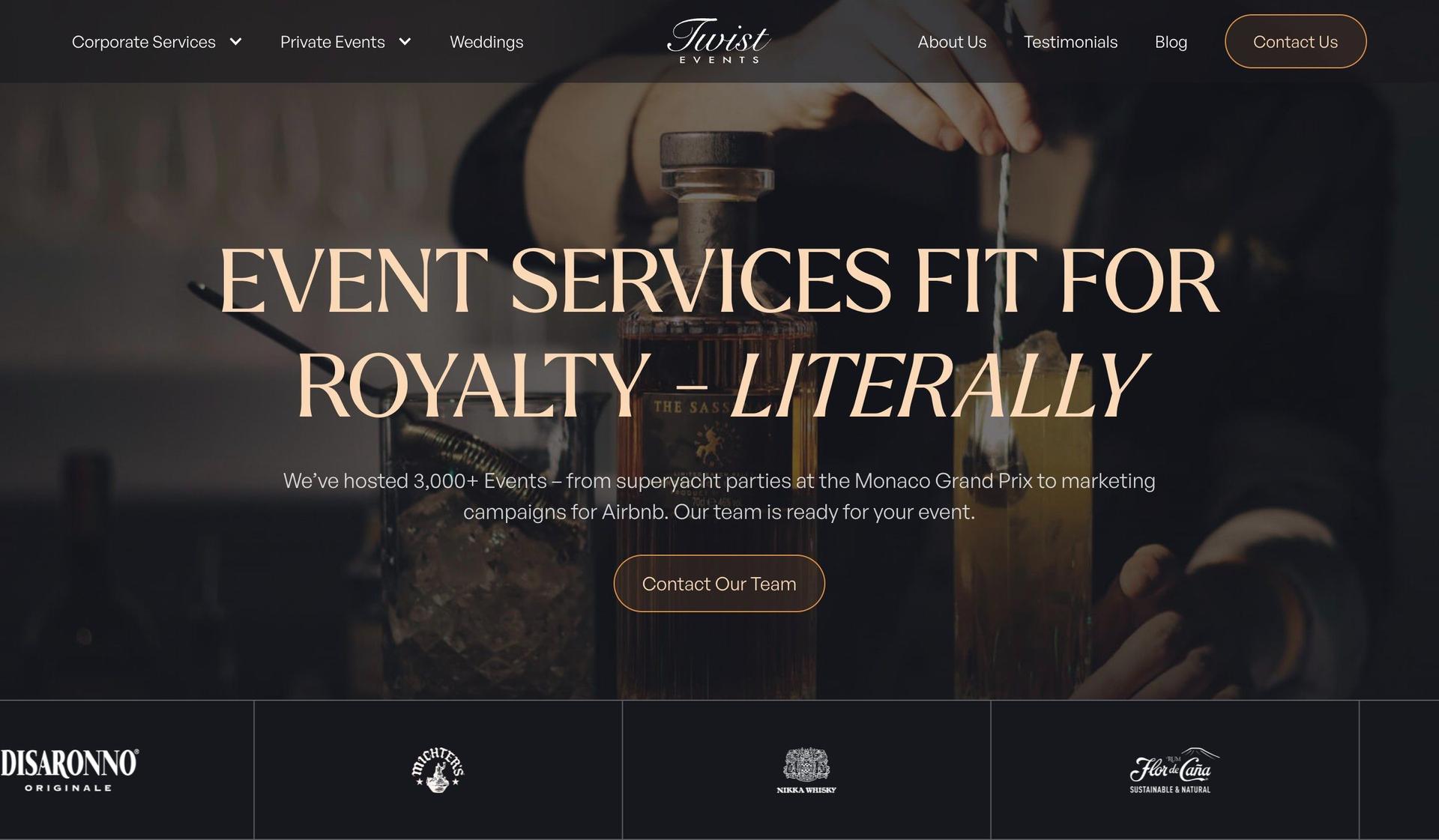 Twist Events-black and gold websites