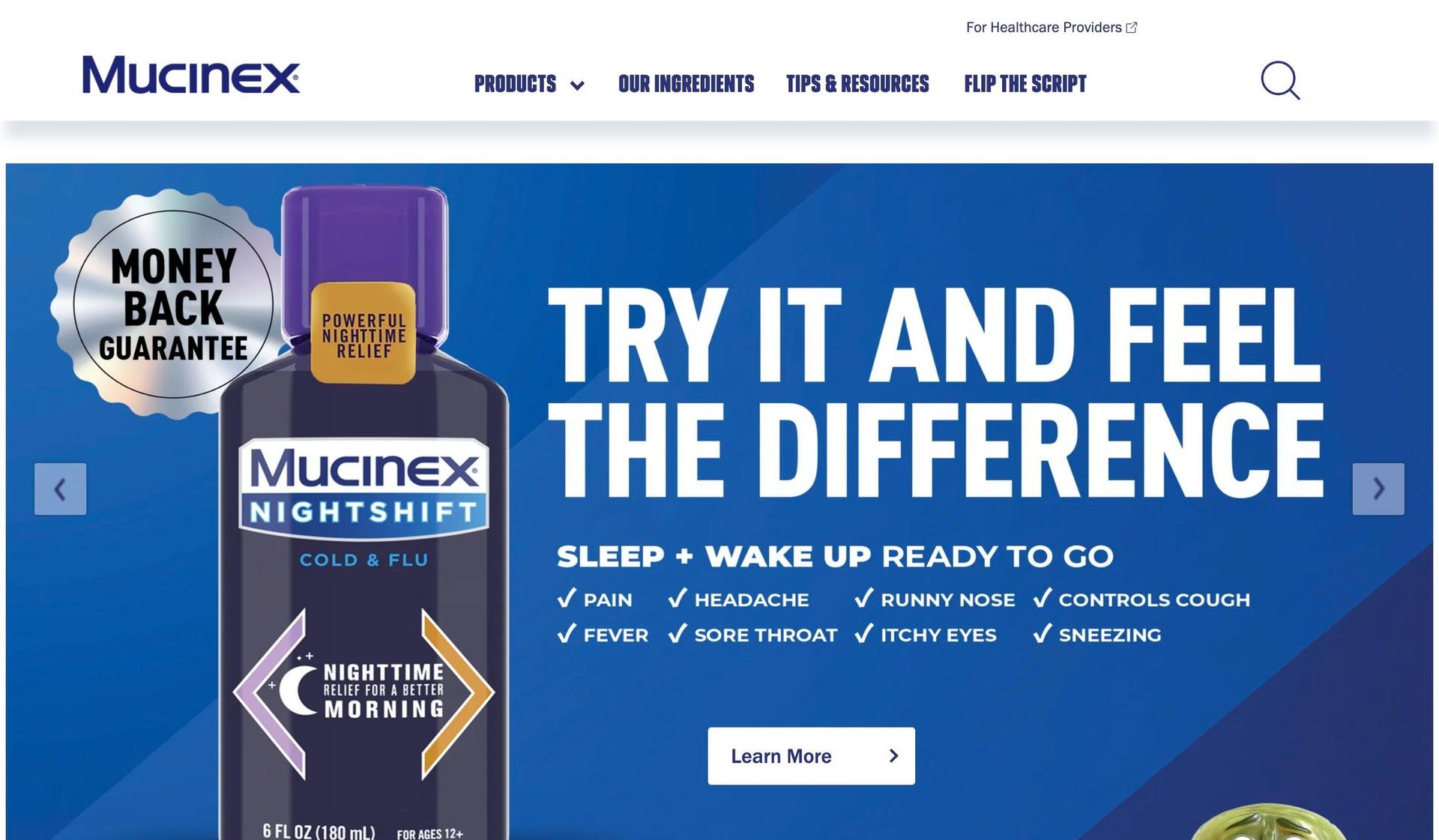 Mucinex-pharmacy website design